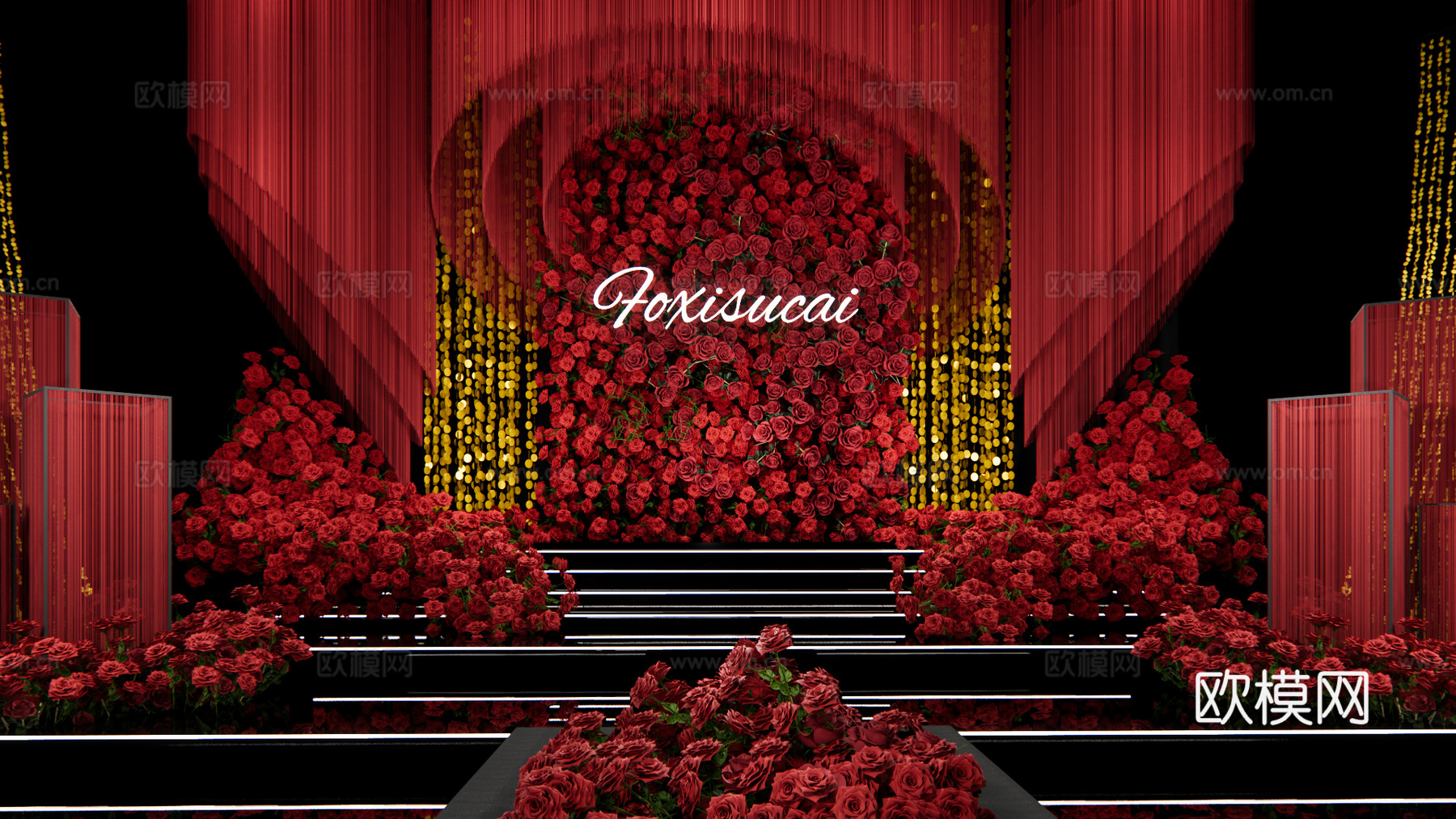 红金秀场风婚礼设计su模型下载（渲染图2）