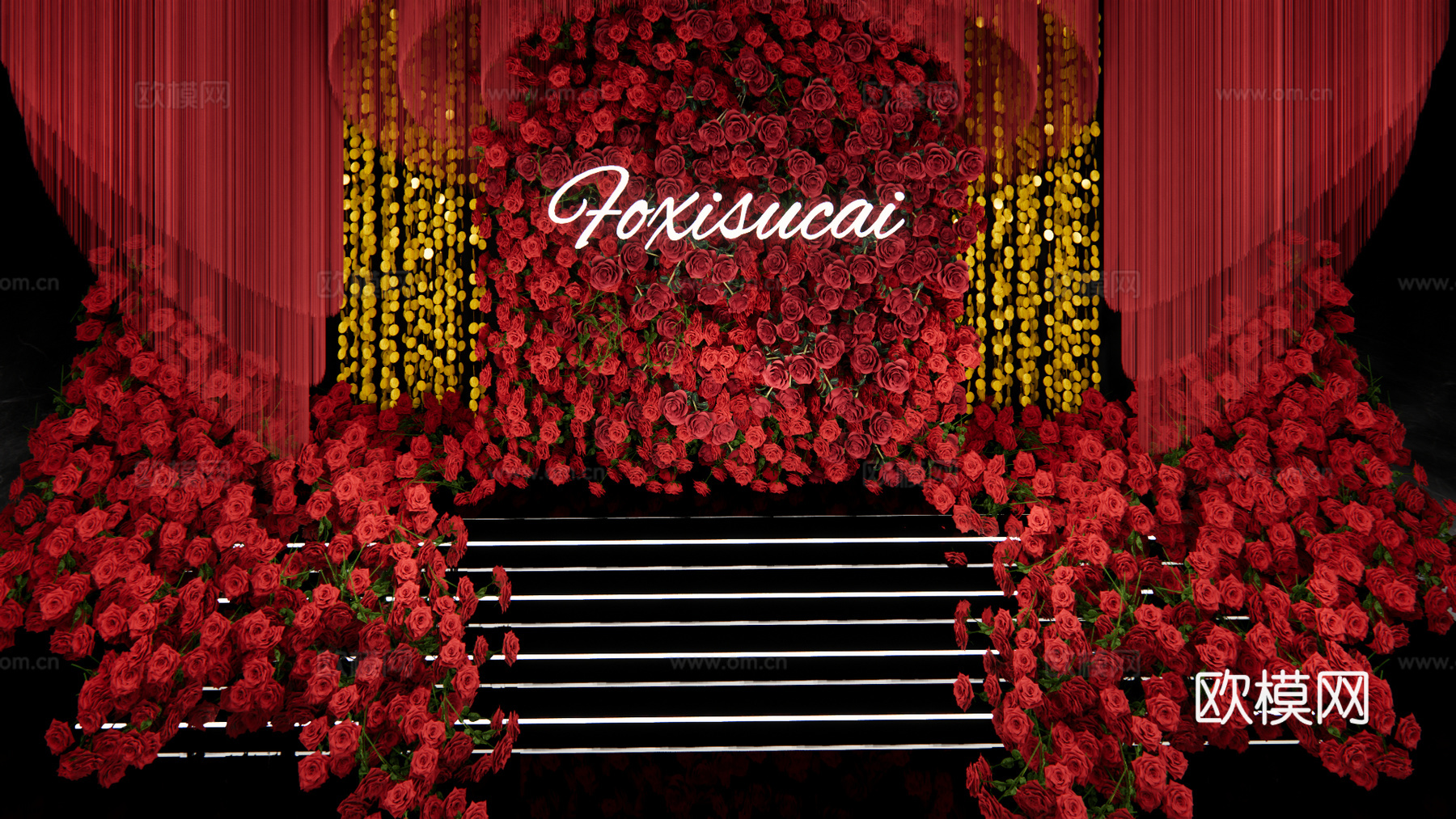 红金秀场风婚礼设计su模型下载（渲染图3）