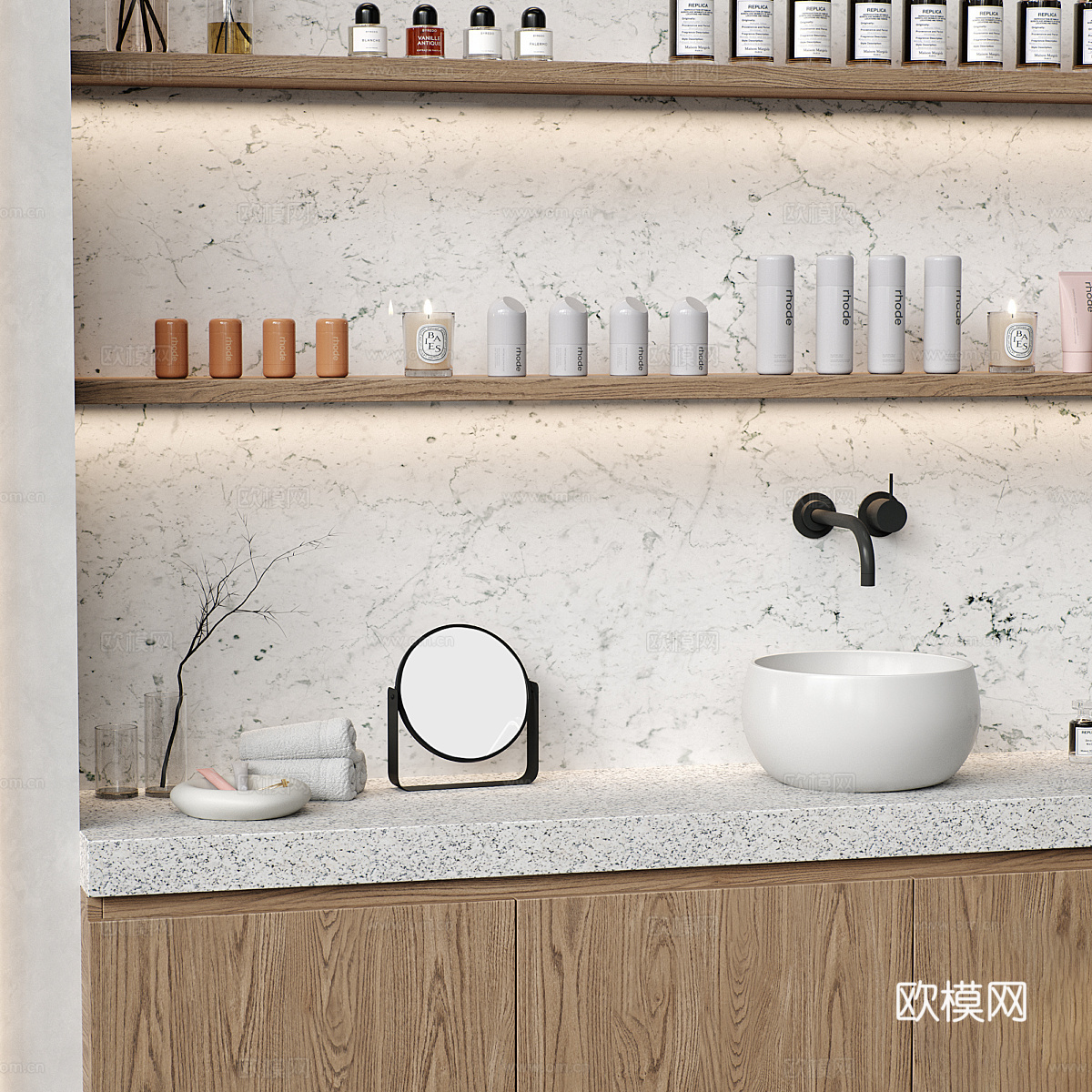 现代奶油风护肤器材3d模型下载（渲染图5）