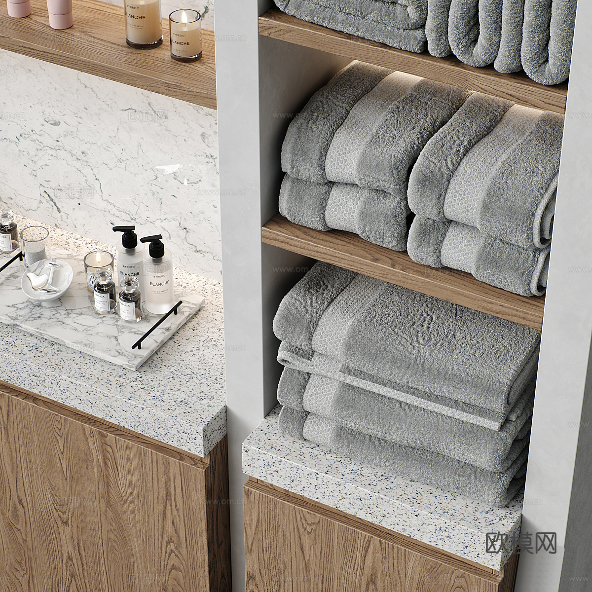 现代奶油风护肤器材3d模型下载（渲染图3）