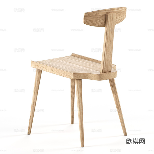 新中式木质书桌椅3d模型下载(渲染图4)