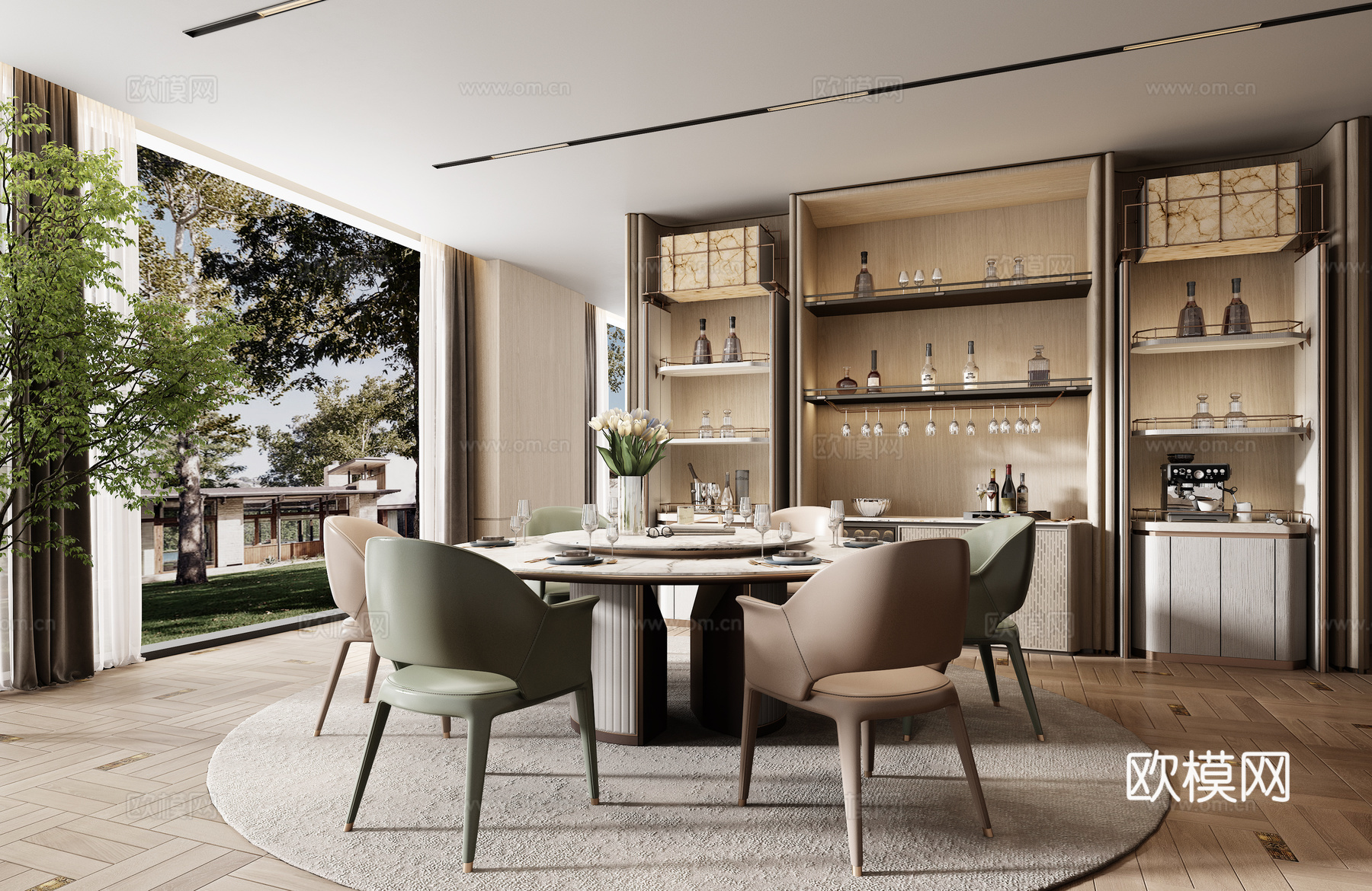 Minotti米洛提现代餐桌椅组合su模型