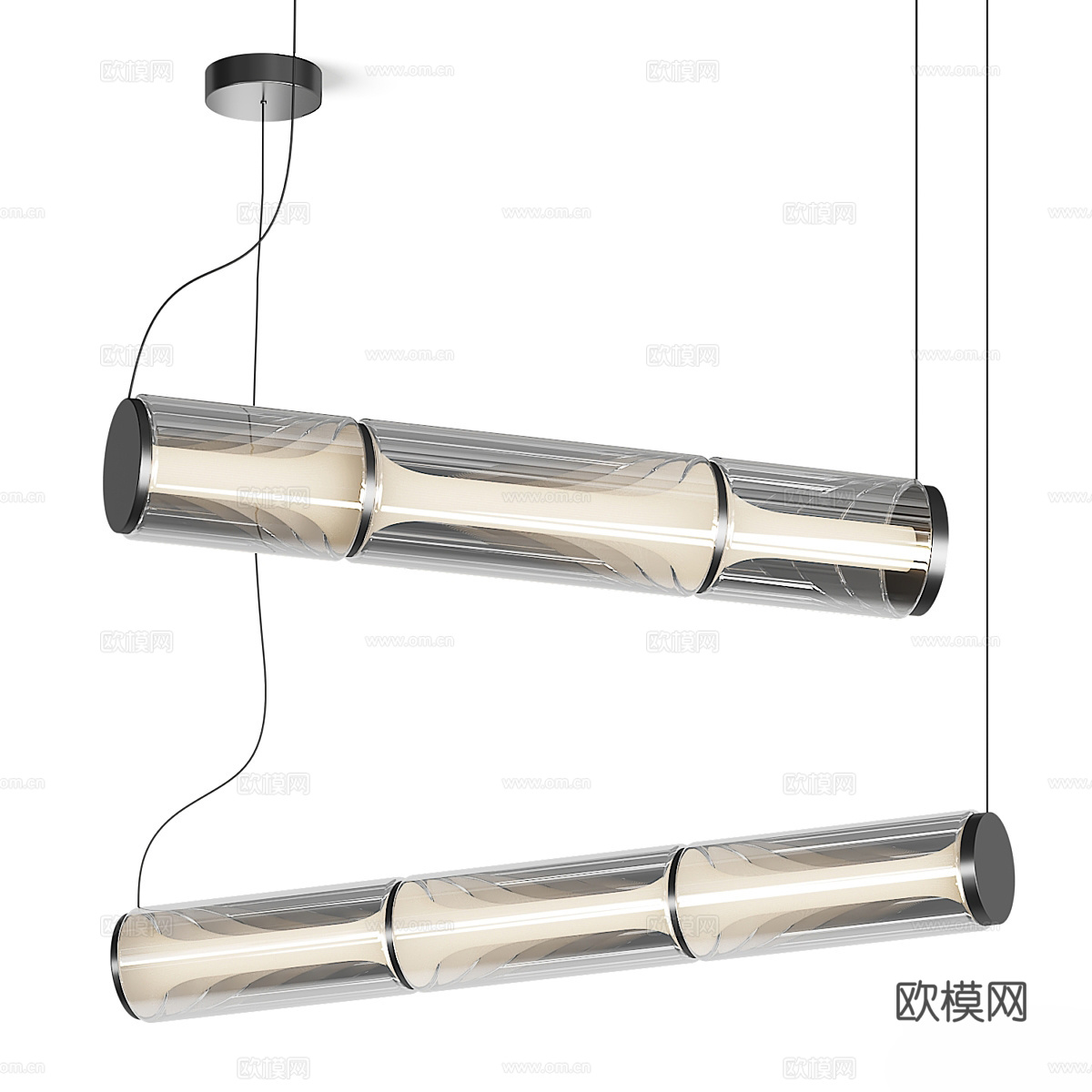 新中式玻璃装饰吊灯3d模型