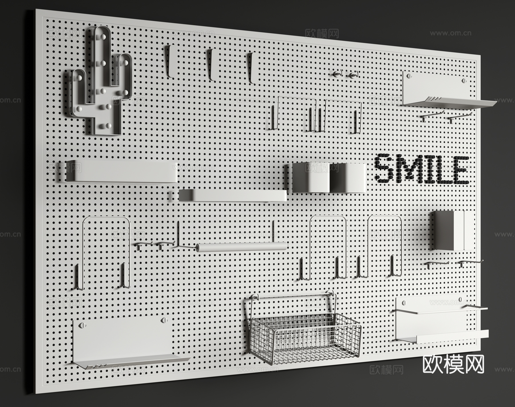 现代挂件 墙饰挂件 洞洞板 穿孔板 置物架3d模型