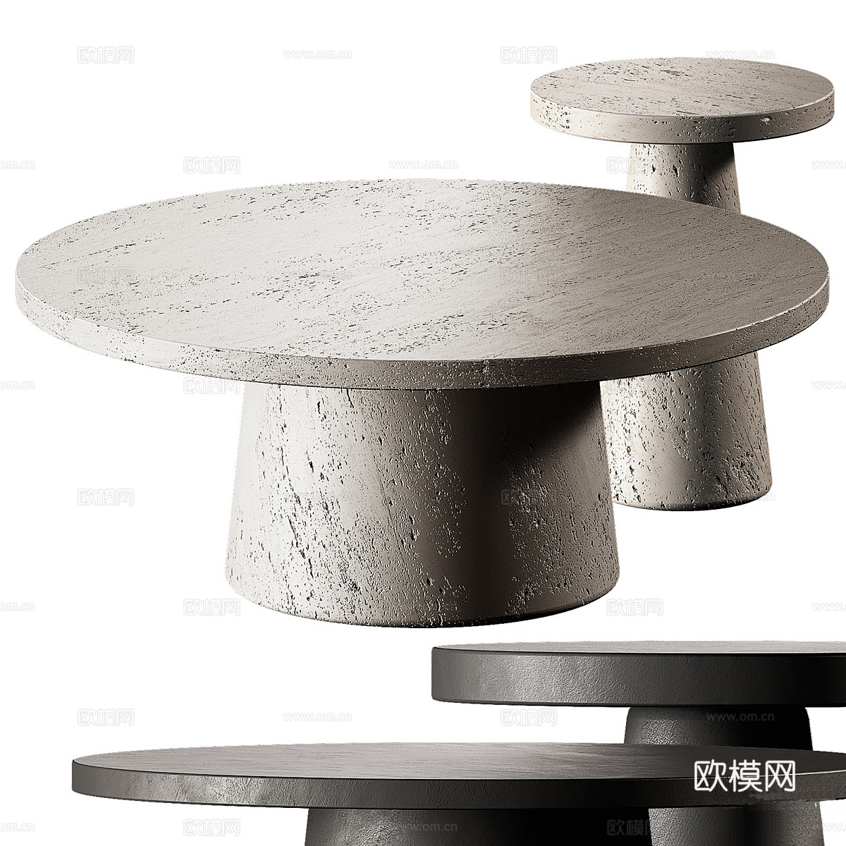 侘寂圆茶几组合3d模型