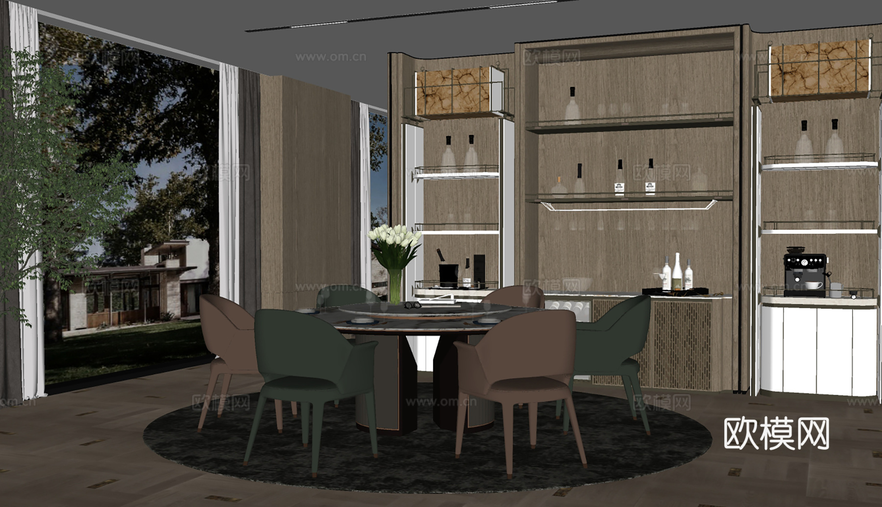 Minotti米洛提现代餐桌椅组合su模型