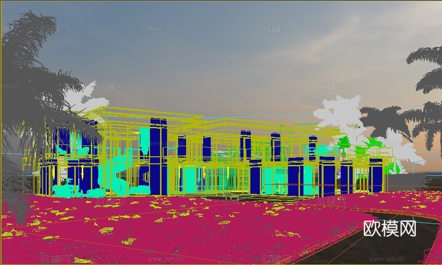 现代别墅建筑外观   现代二层独栋别墅3d模型