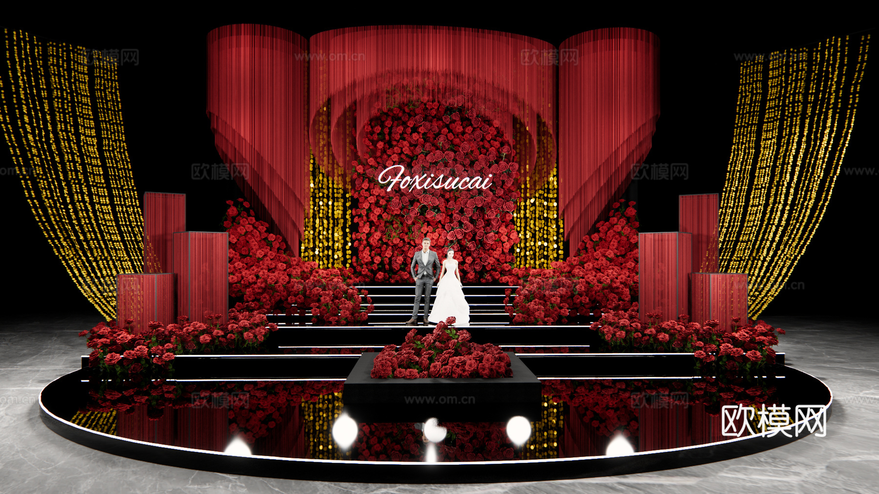 红金秀场风婚礼设计su模型下载（渲染图1）