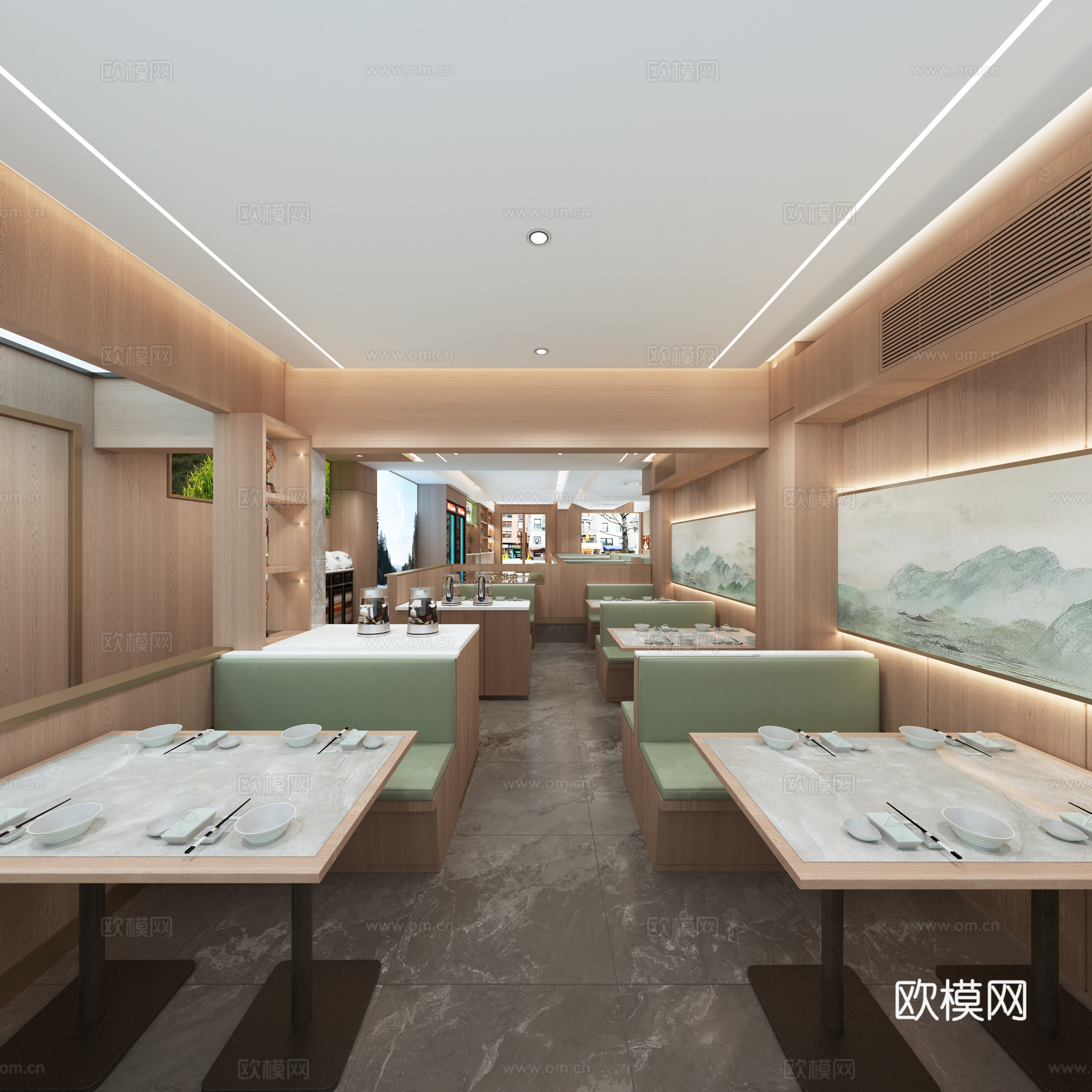 现代简约风格东北餐厅3d模型