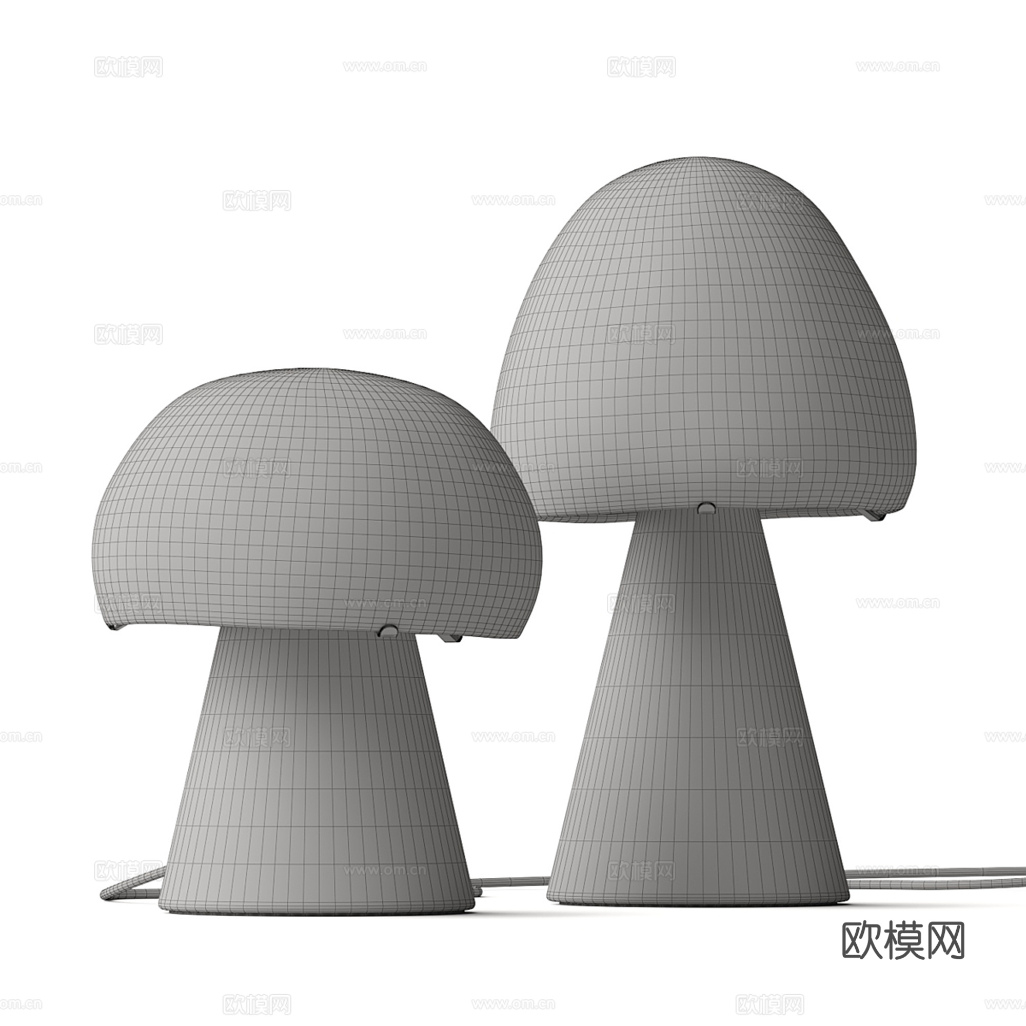 现代蘑菇头台灯集合3d模型