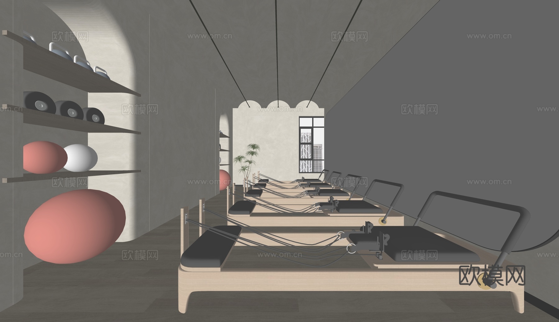 诧寂风普拉提教室su模型