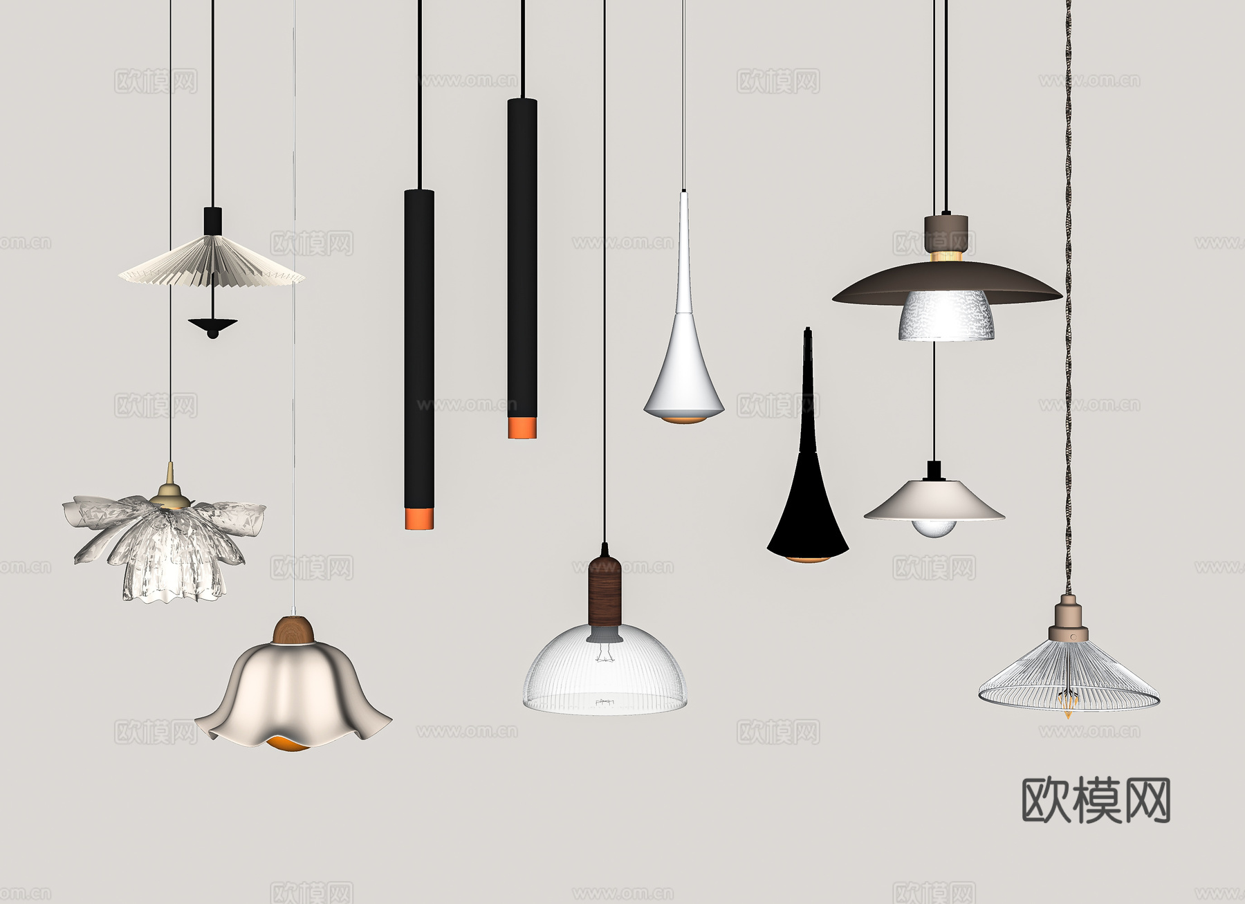 现代小吊灯su模型下载（渲染图2）