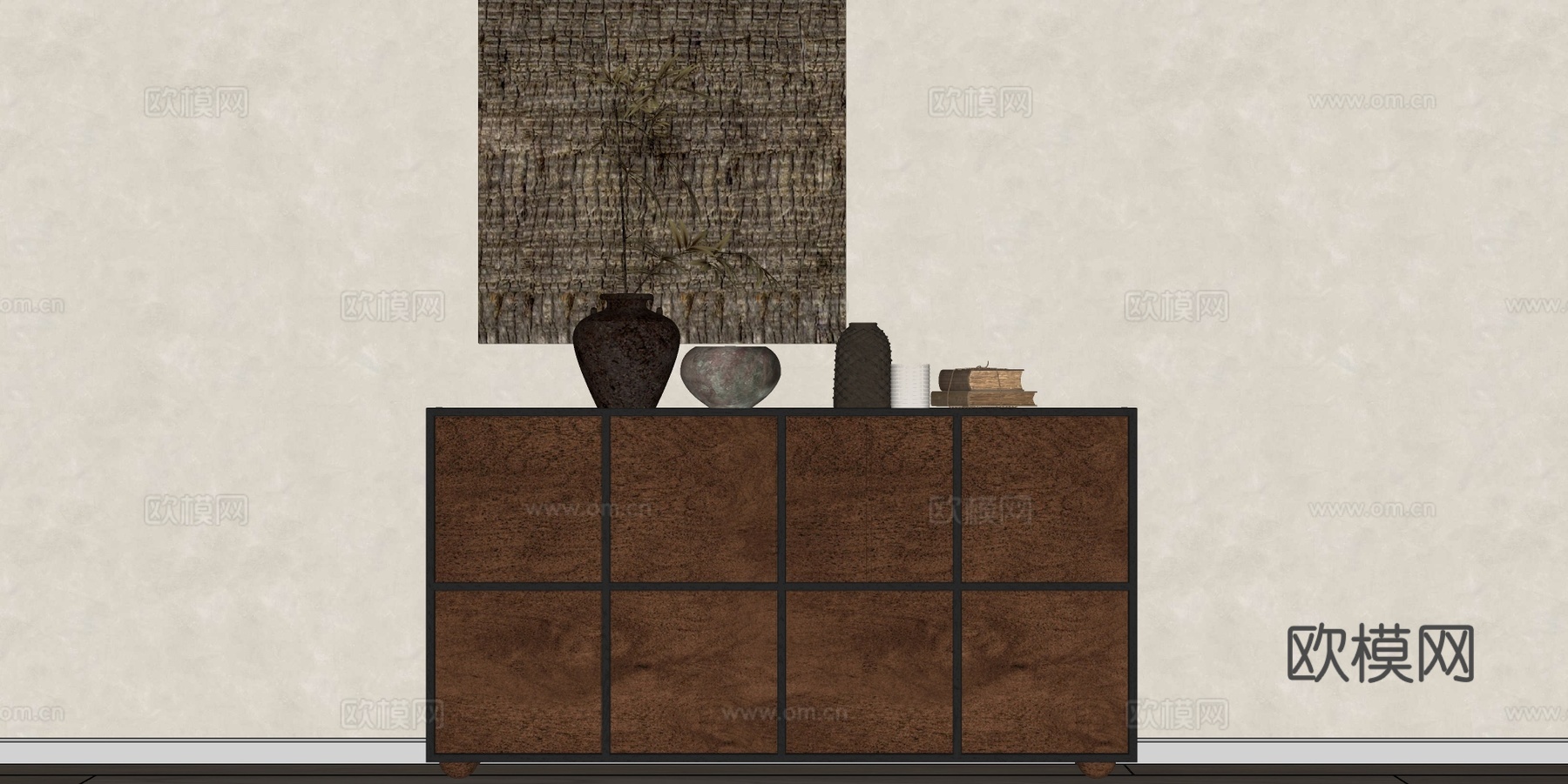 侘寂中古风装饰柜 储物柜 斗柜su模型