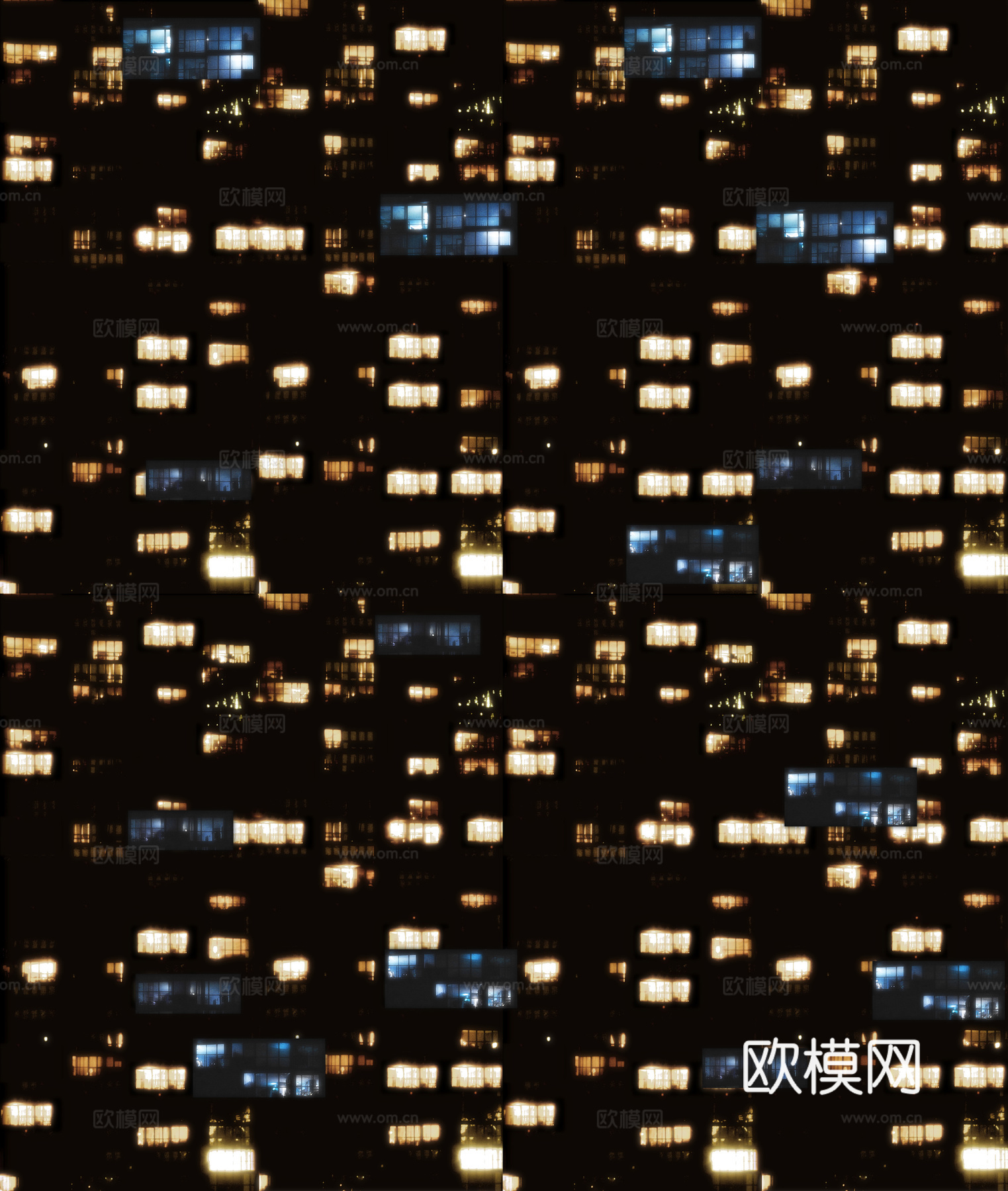 夜晚窗户灯光