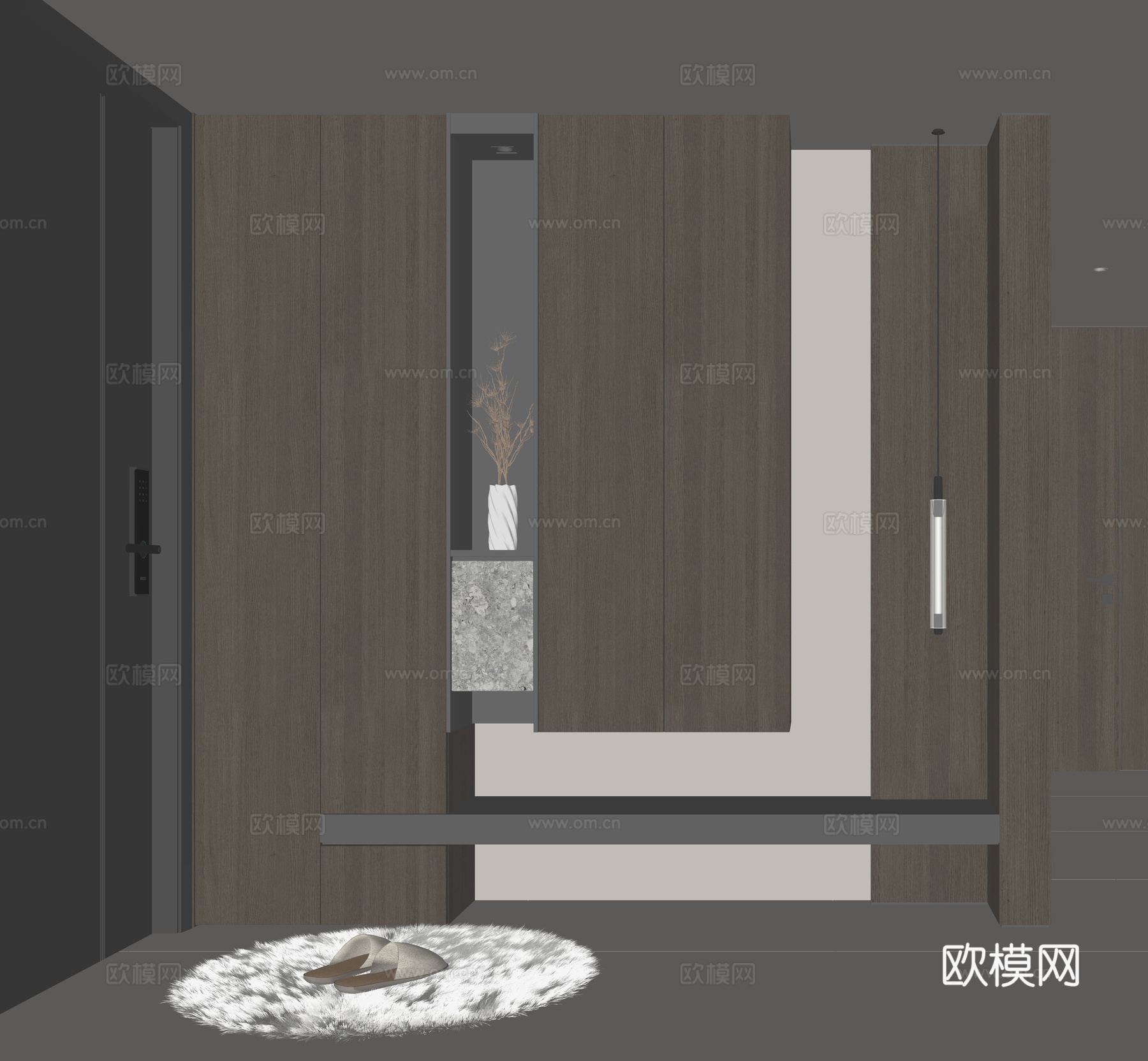 现代入户鞋柜su模型下载（渲染图2）