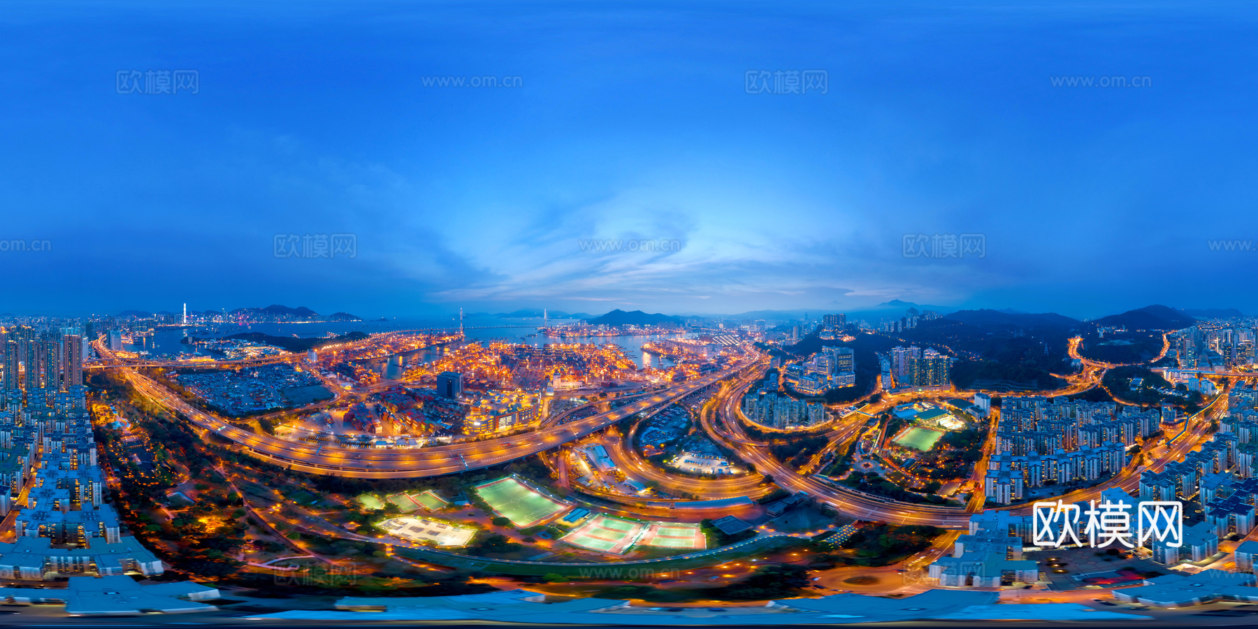 HDR城市夜景全景贴图