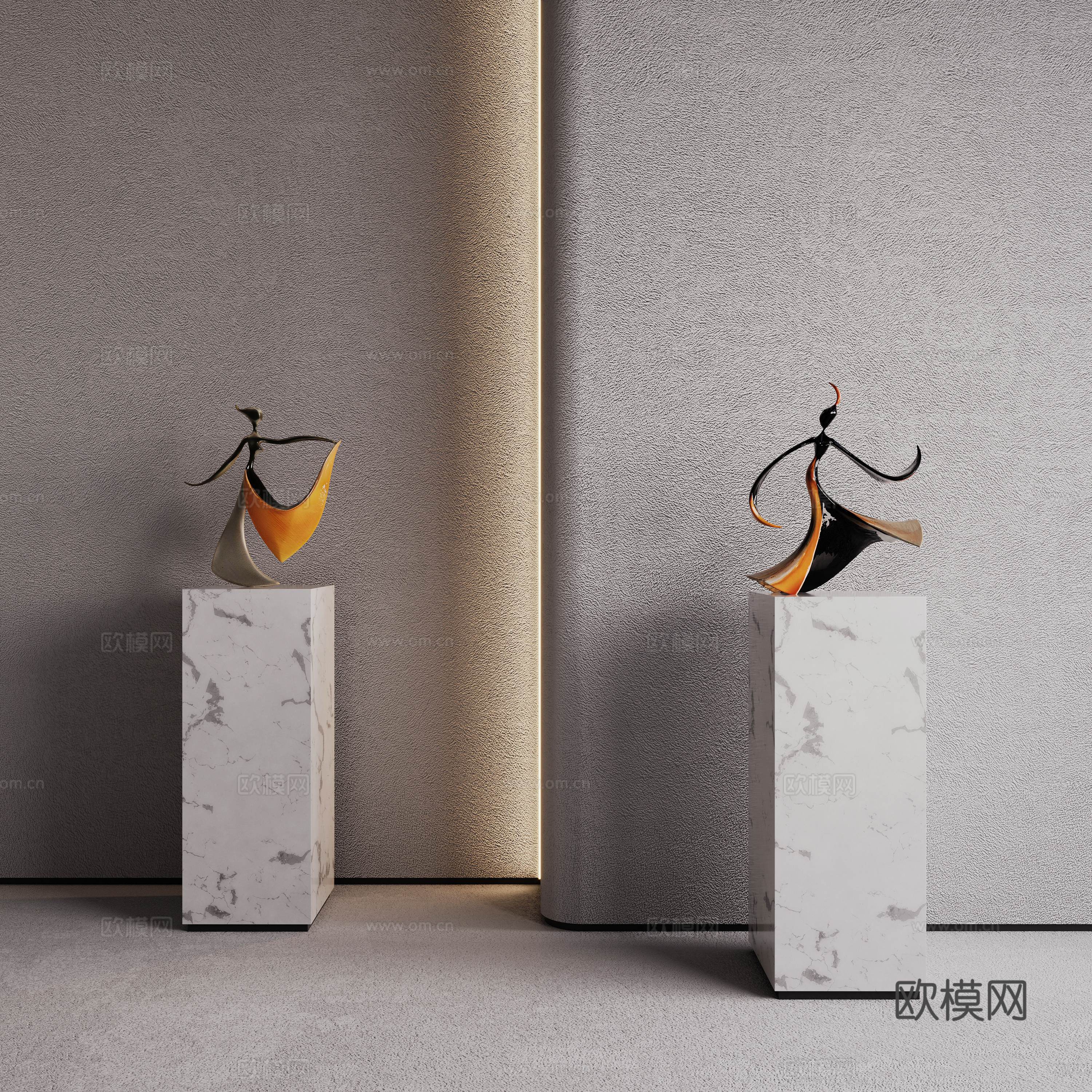 现代雕塑摆件3d模型下载