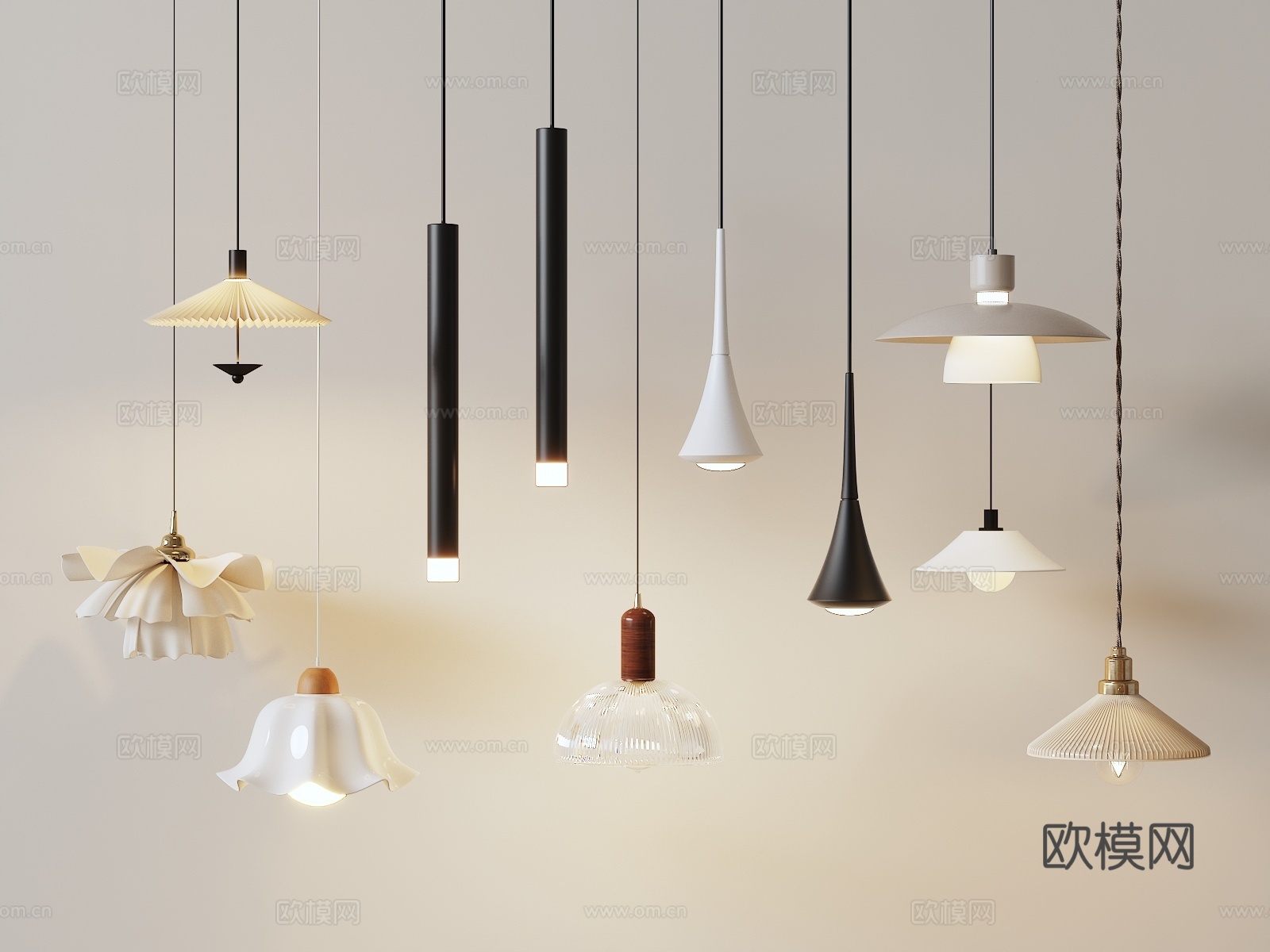 现代小吊灯su模型下载（渲染图1）