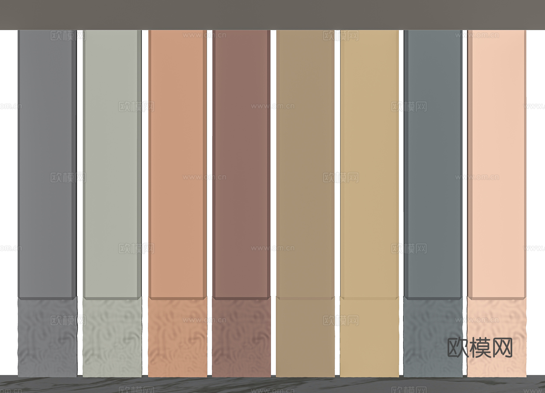 拉丝金属板波浪板护墙板su模型