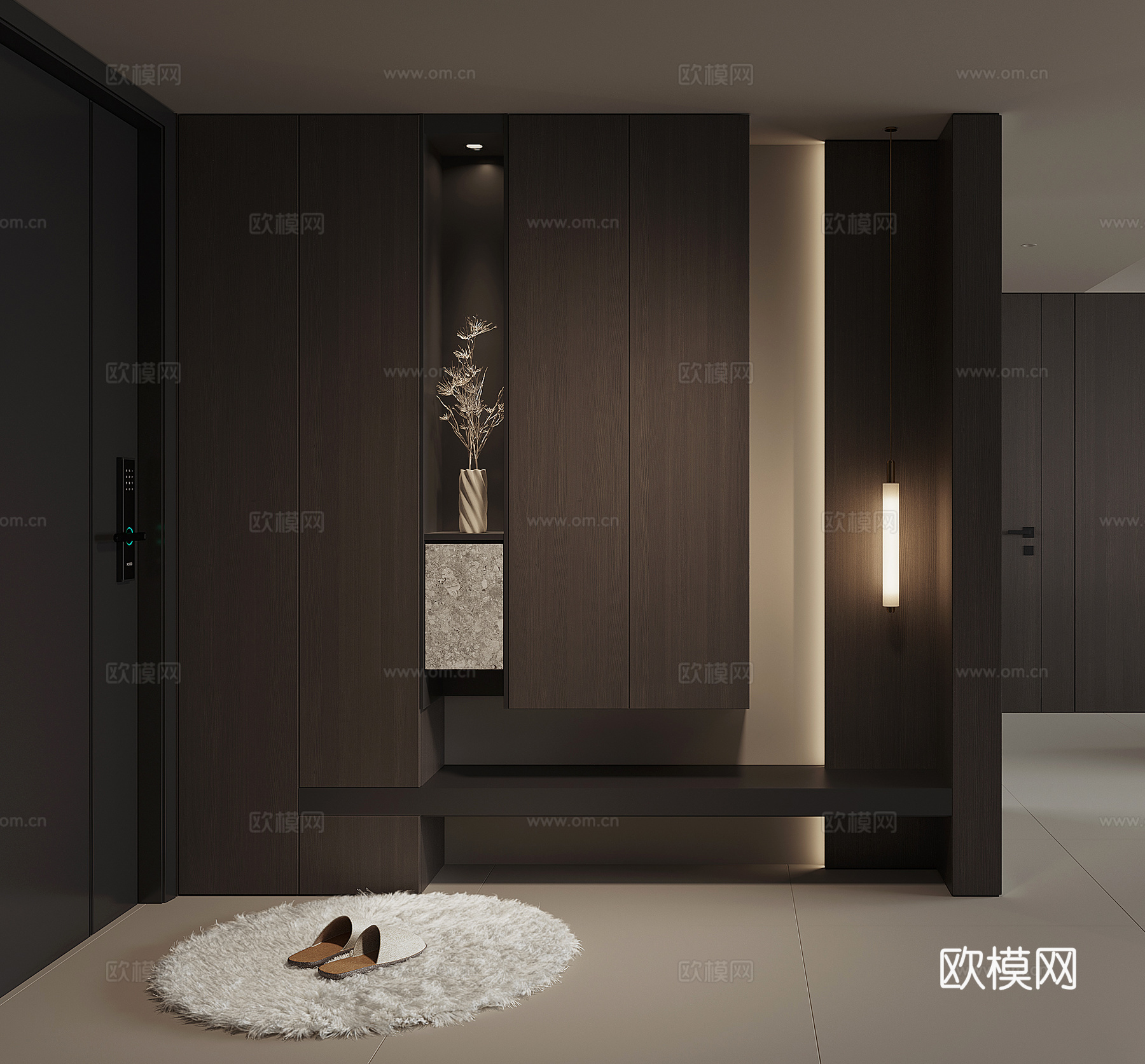 现代入户鞋柜su模型下载（渲染图1）