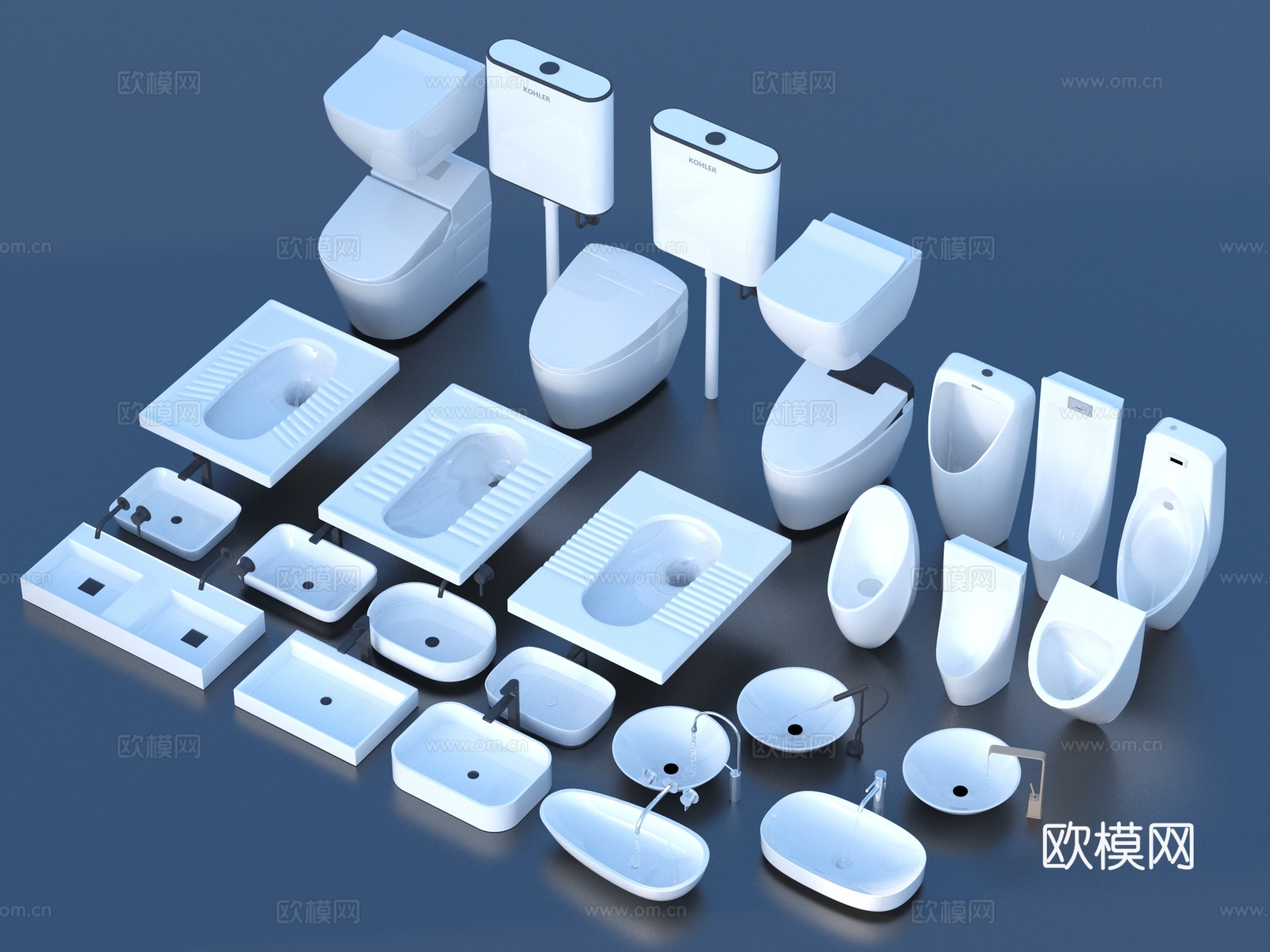 马桶 洗手盆 小便器 尿池3d模型