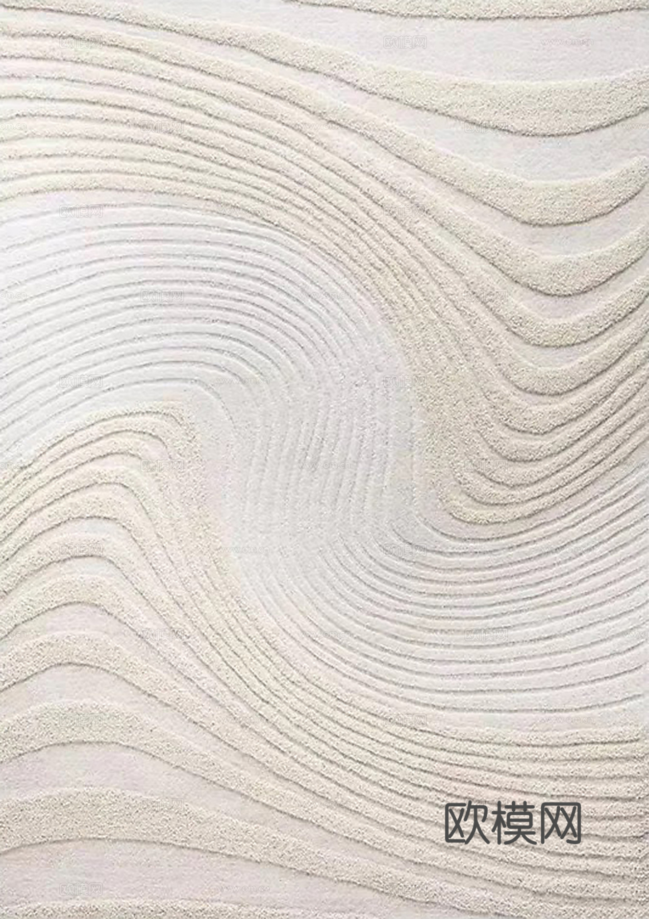 现代奶油米白弧形条纹地毯
