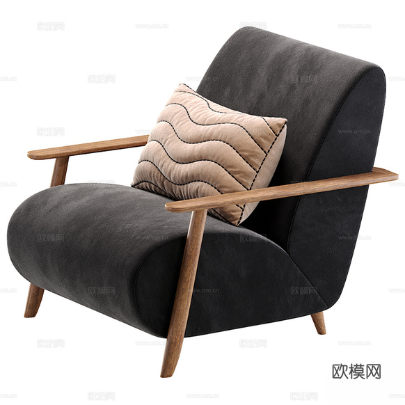 新中式休闲椅3d模型下载(渲染图2)