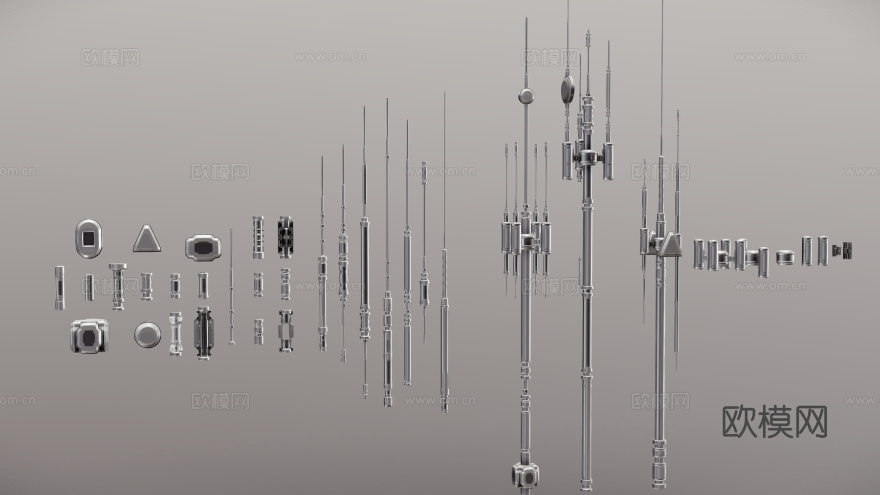 工业设备 科技感天线设备 无线电通讯设备 天线组合 通讯设施3d模型