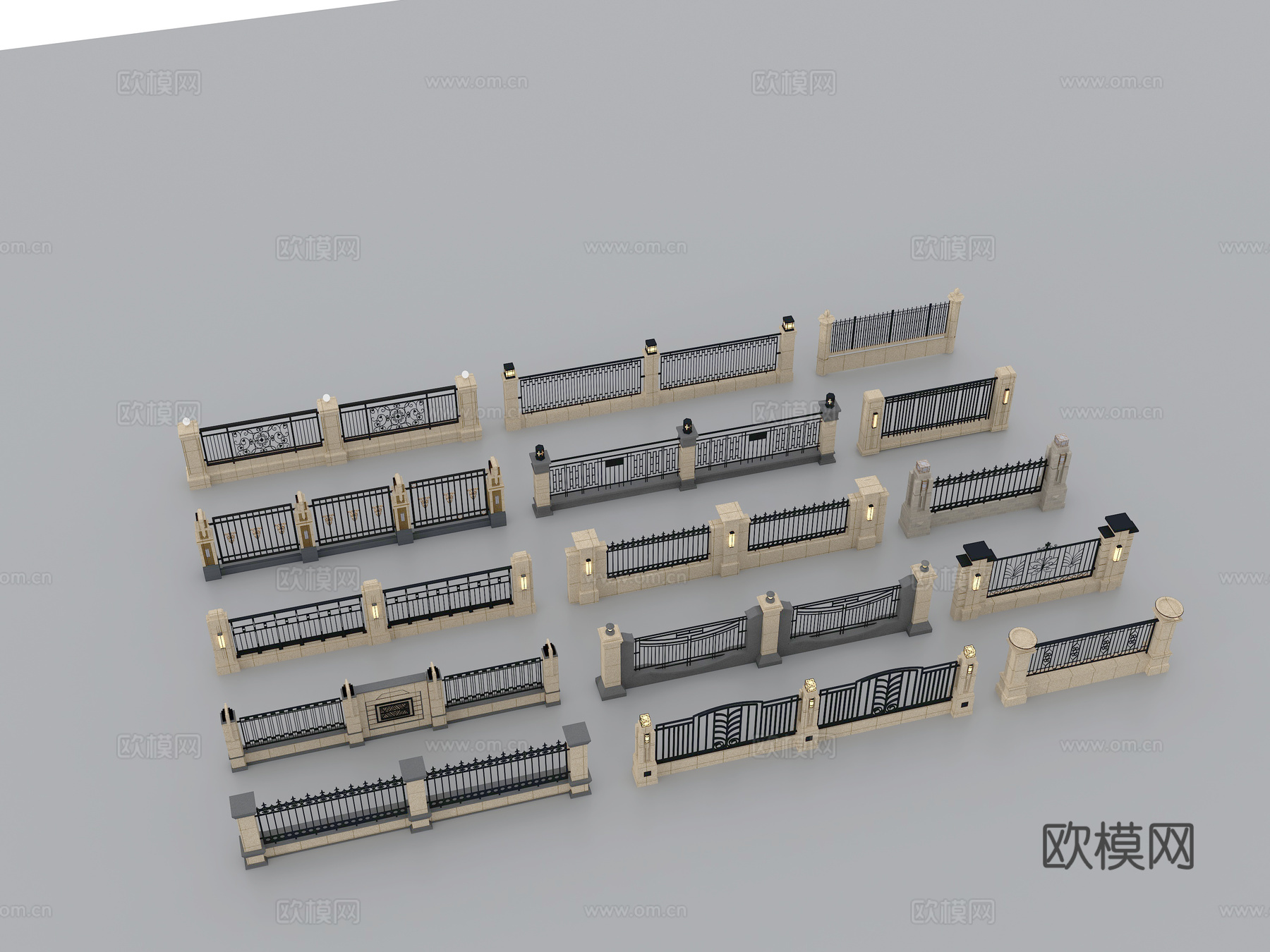 简欧围墙3d模型