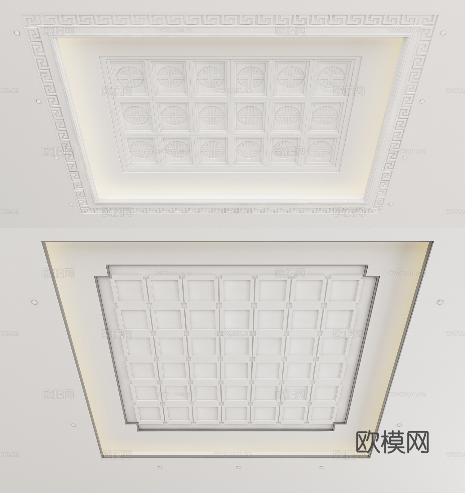 新中式天花吊顶3d模型