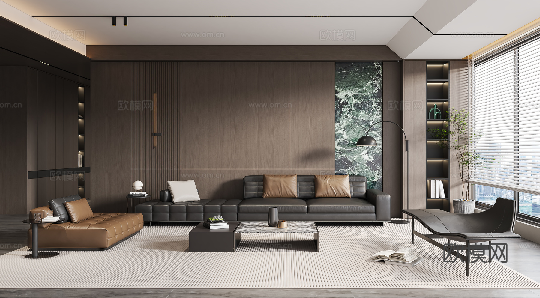 现代意式客厅su模型