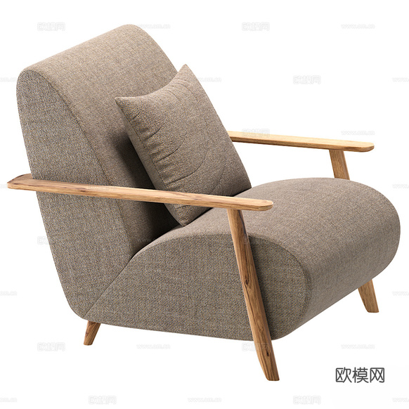 新中式休闲椅3d模型下载(渲染图3)