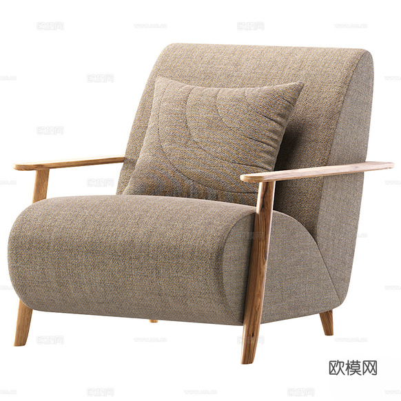 新中式休闲椅3d模型下载(渲染图6)