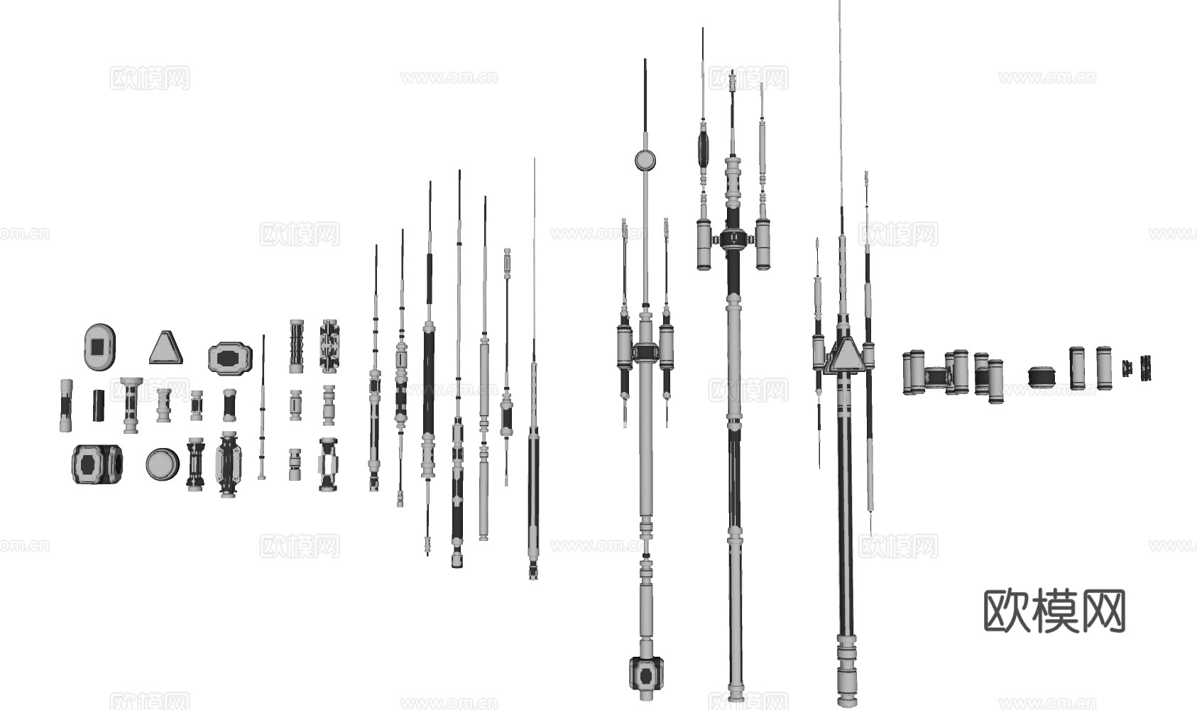 工业设备 科技感天线设备 无线电通讯设备 天线组合 通讯设施3d模型