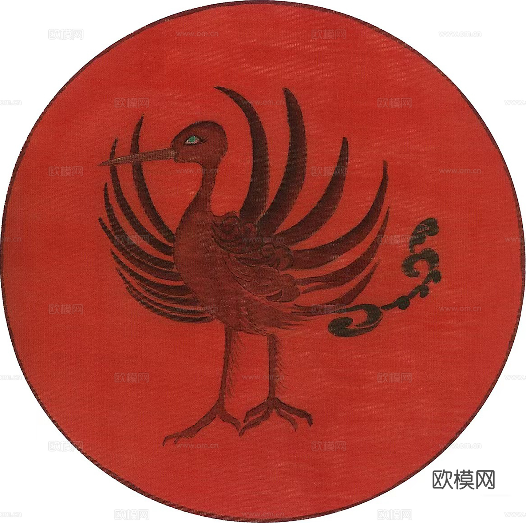 复古民族花纹圆形地毯