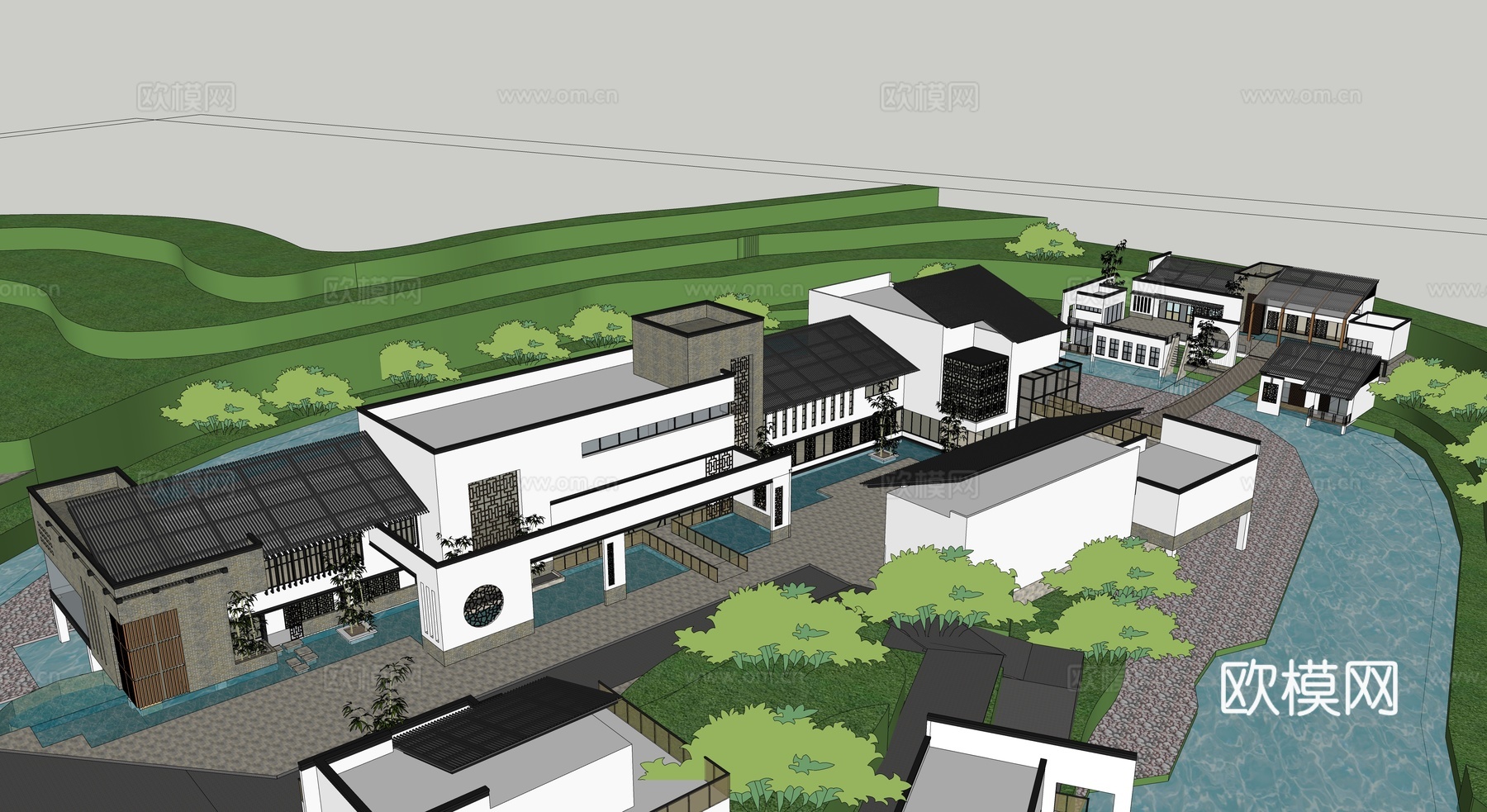 中式会所su模型