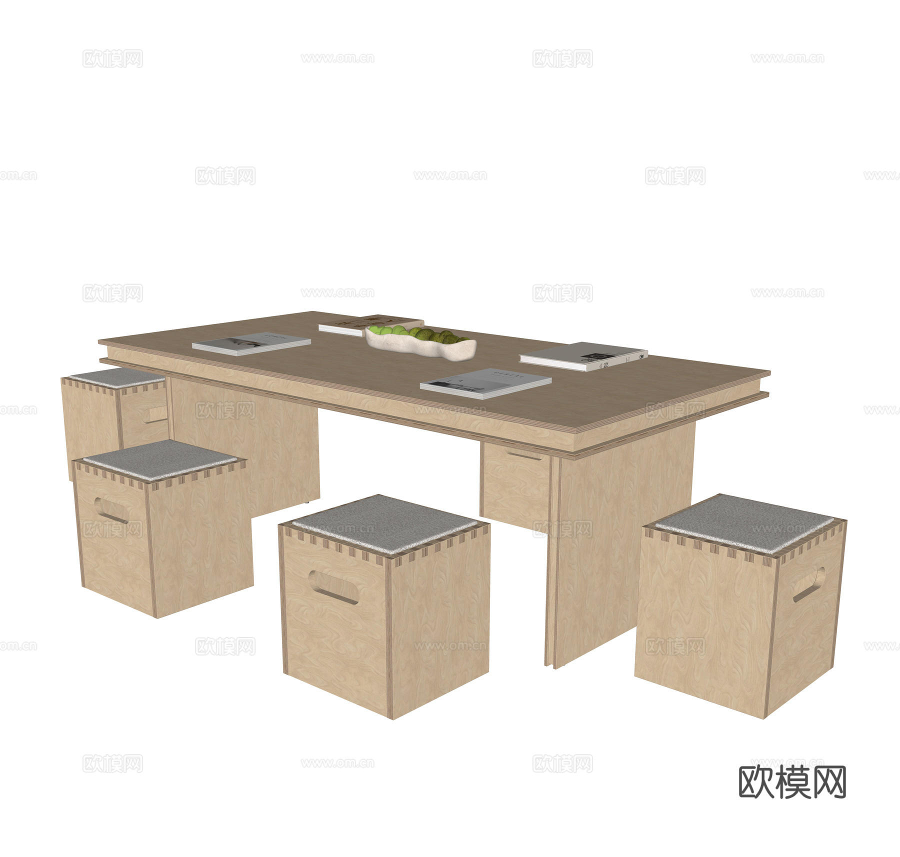 现代阅读书桌椅 书桌 长桌su模型