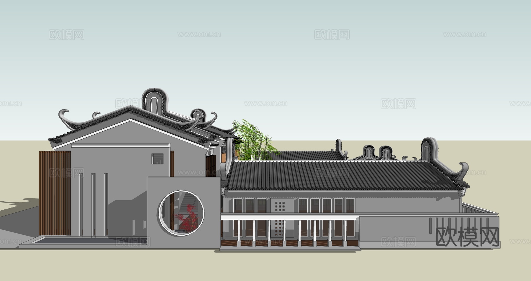 中式会所su模型下载（渲染图2）