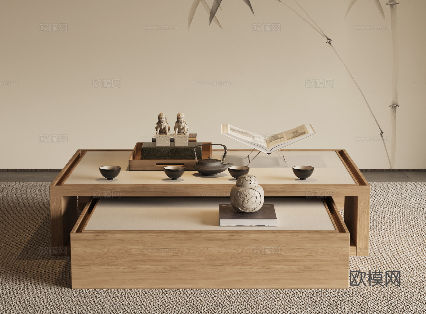 新中式宋式风茶几su模型