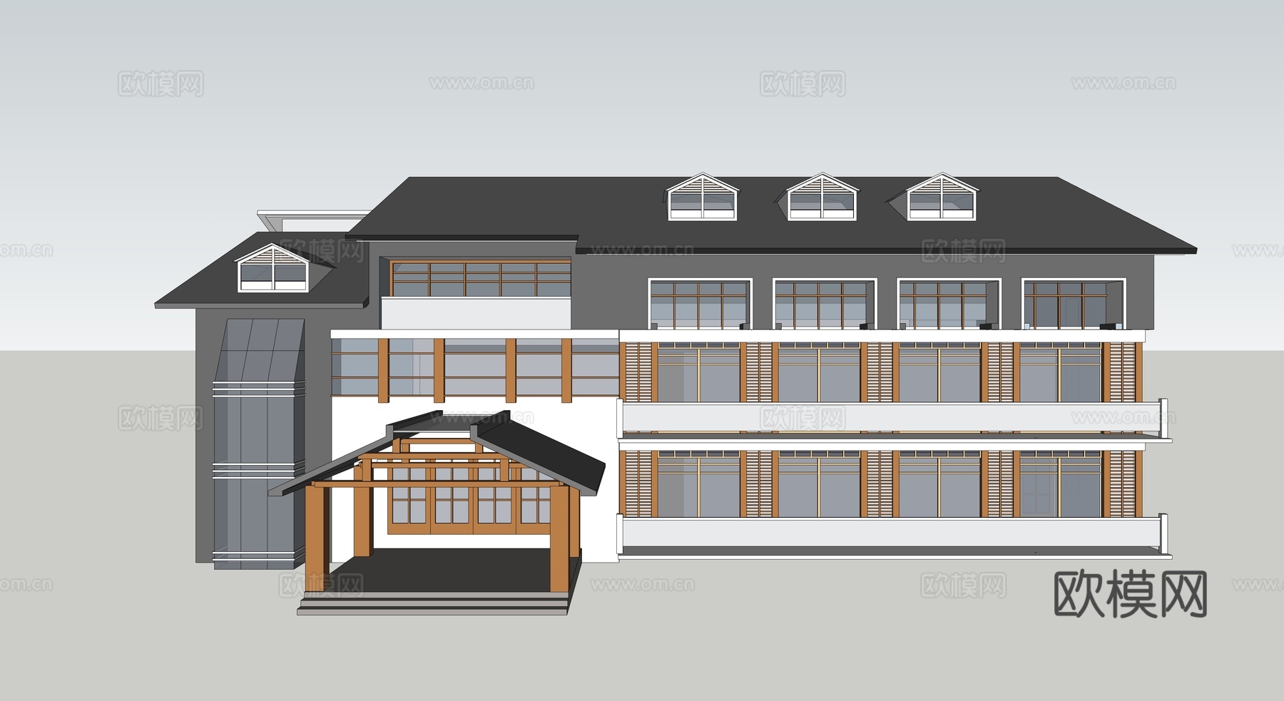 新中式会所su模型下载（渲染图1）