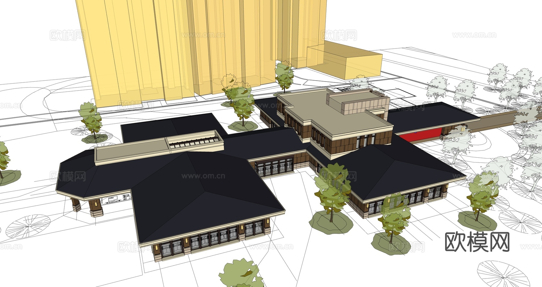 欧式会所su模型