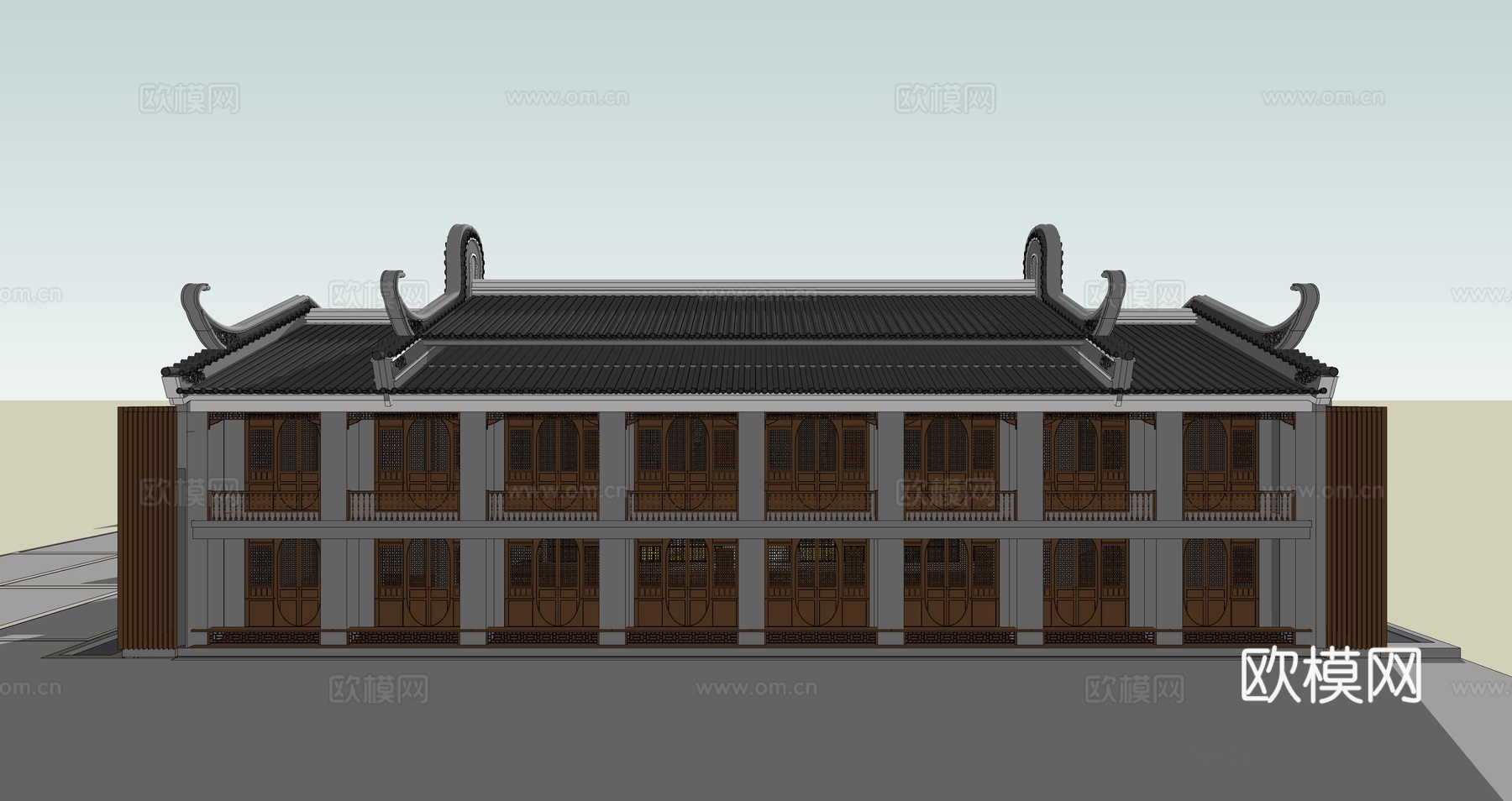 中式会所su模型下载（渲染图4）