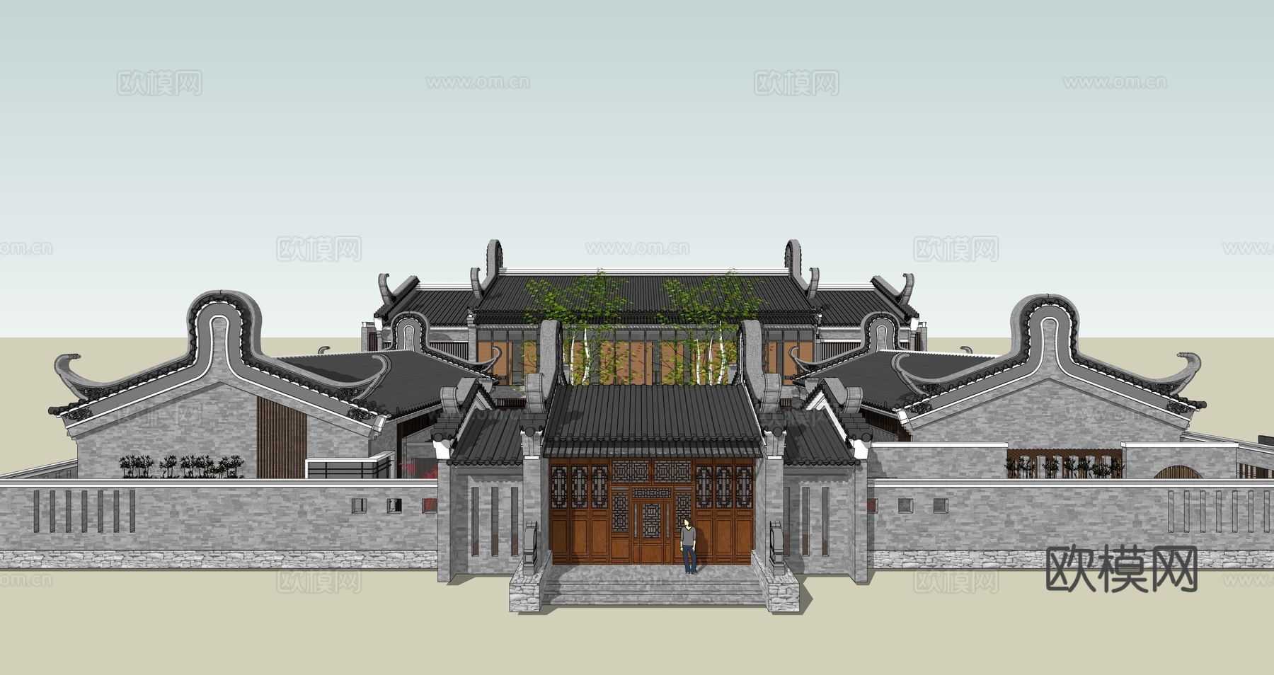 中式会所su模型下载（渲染图3）