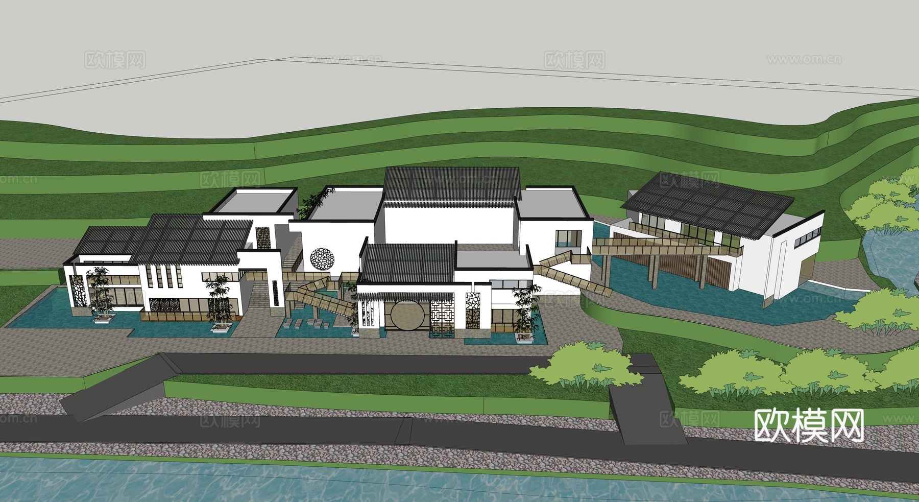 中式会所su模型