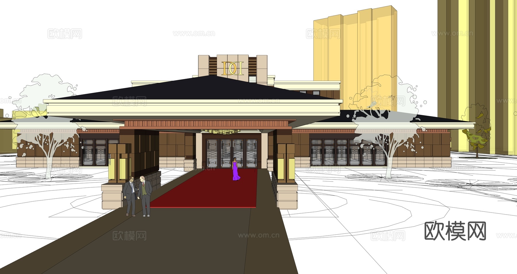 欧式会所su模型