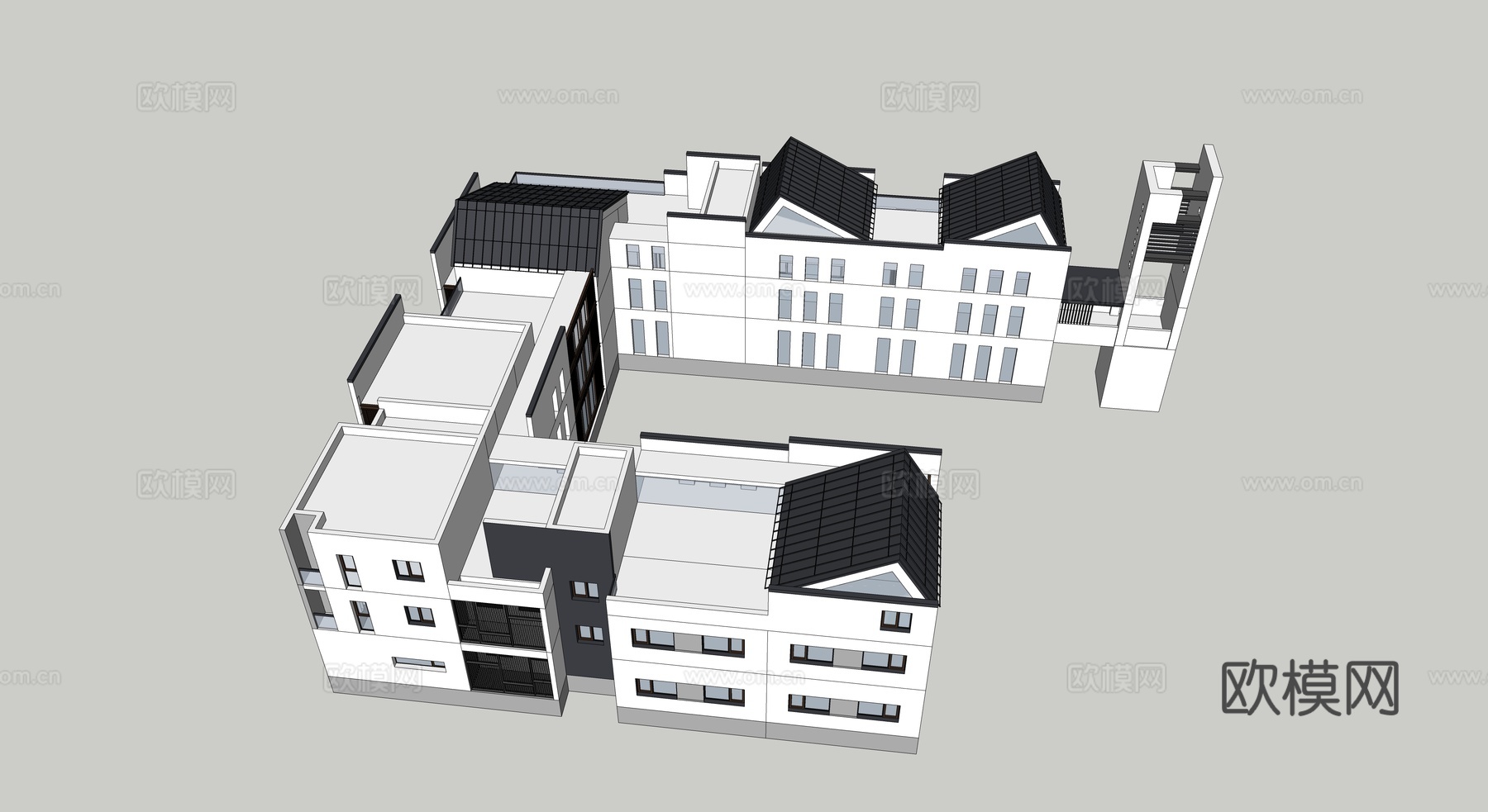 现代中式会所su模型下载（渲染图2）