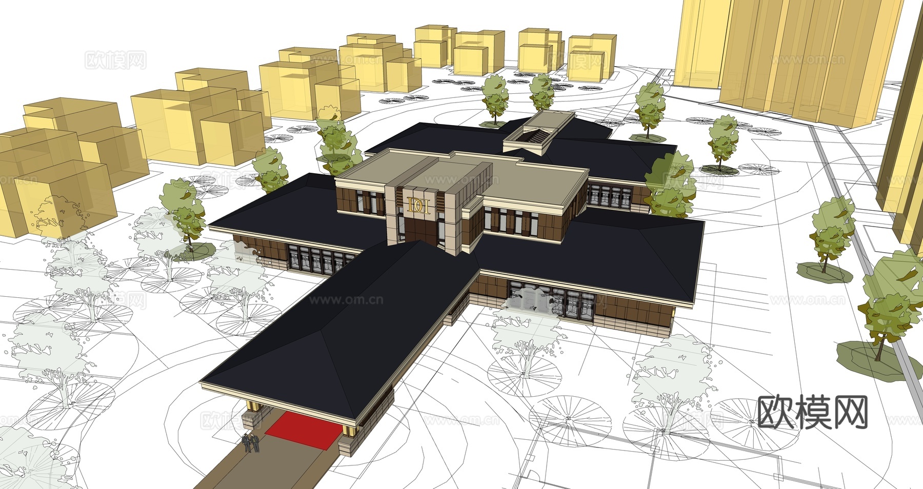 欧式会所su模型