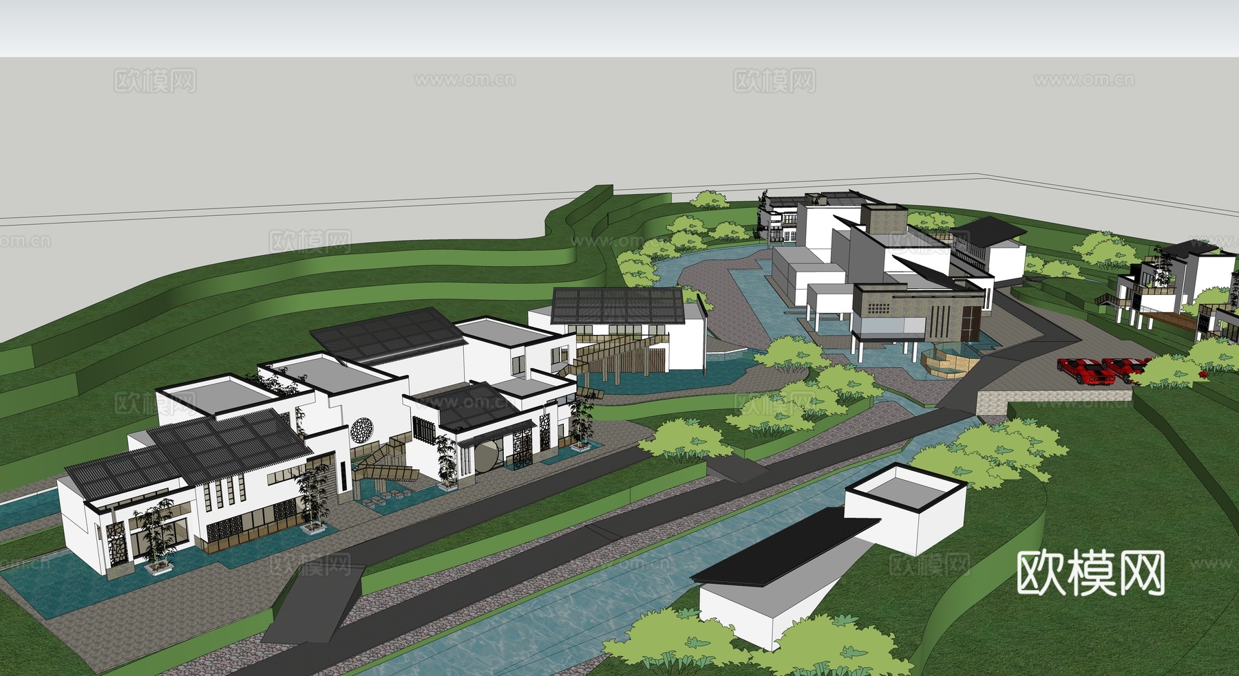 中式会所su模型