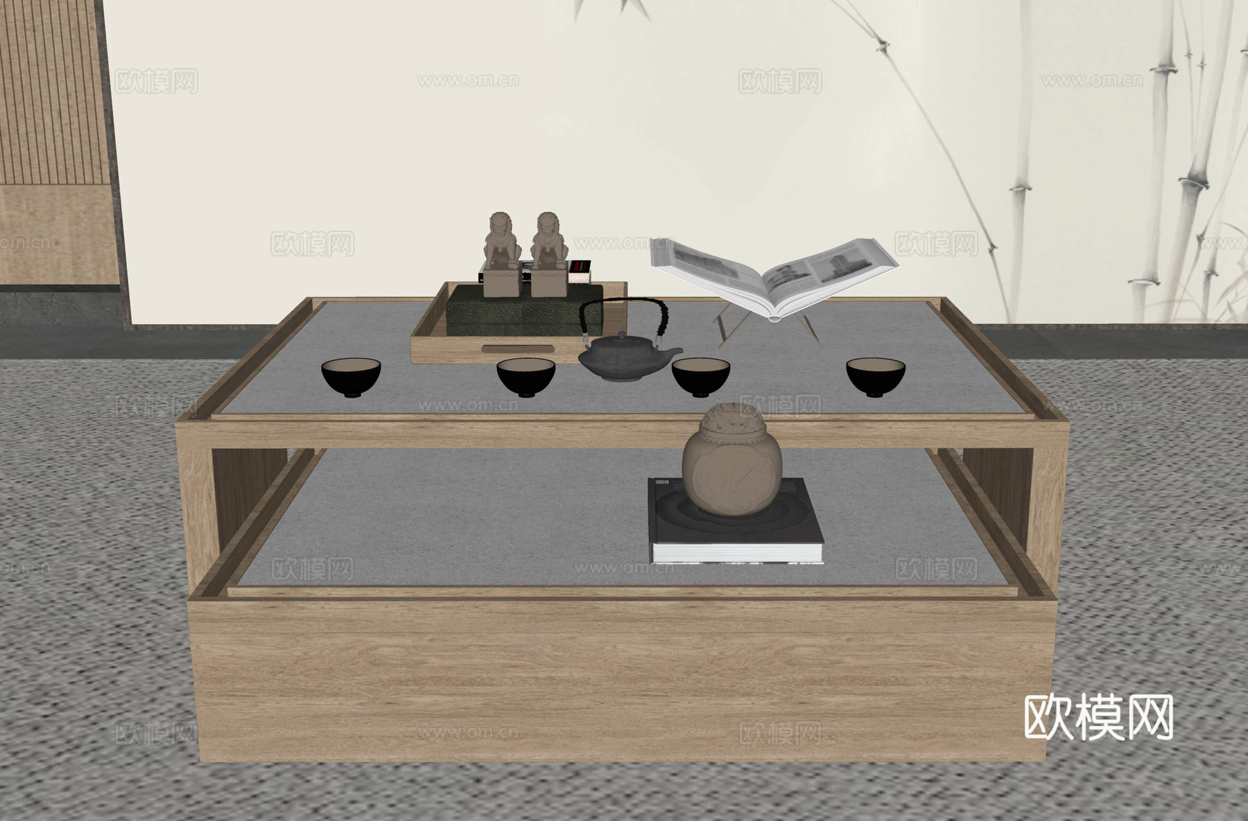 新中式宋式风茶几su模型
