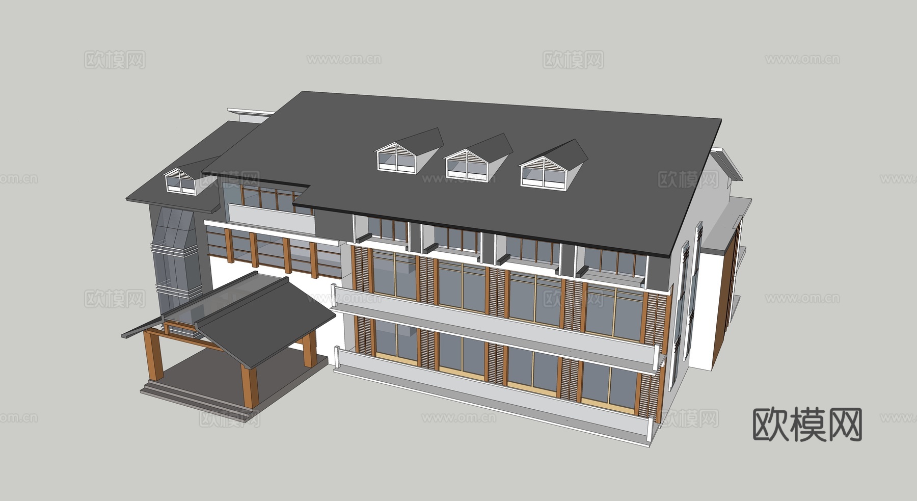 新中式会所su模型下载（渲染图2）